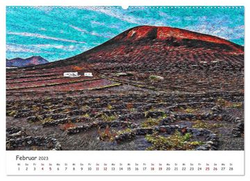 CALVENDO Wandkalender Lanzarote & La Graciosa - Im Stil von Vicent van Gogh (Premium, hochwertiger DIN A2 Wandkalender 2023, Kunstdruck in Hochglanz)