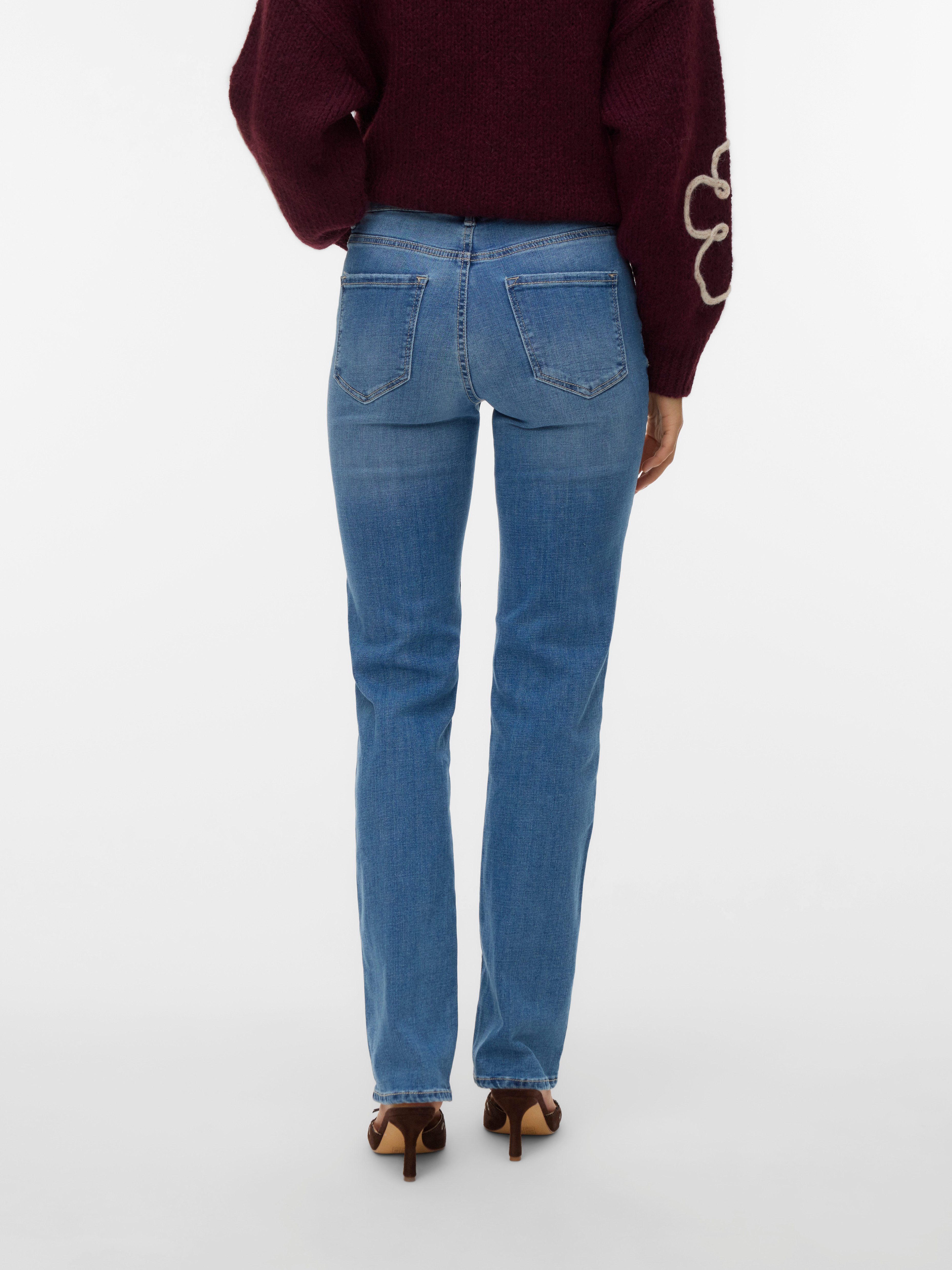 Vero Moda Straight-Jeans VMFLASH MR STRAIGHT JEANS LI347 GA NOOS Baumwollmischung mit Stretch, regular waist, straight fit