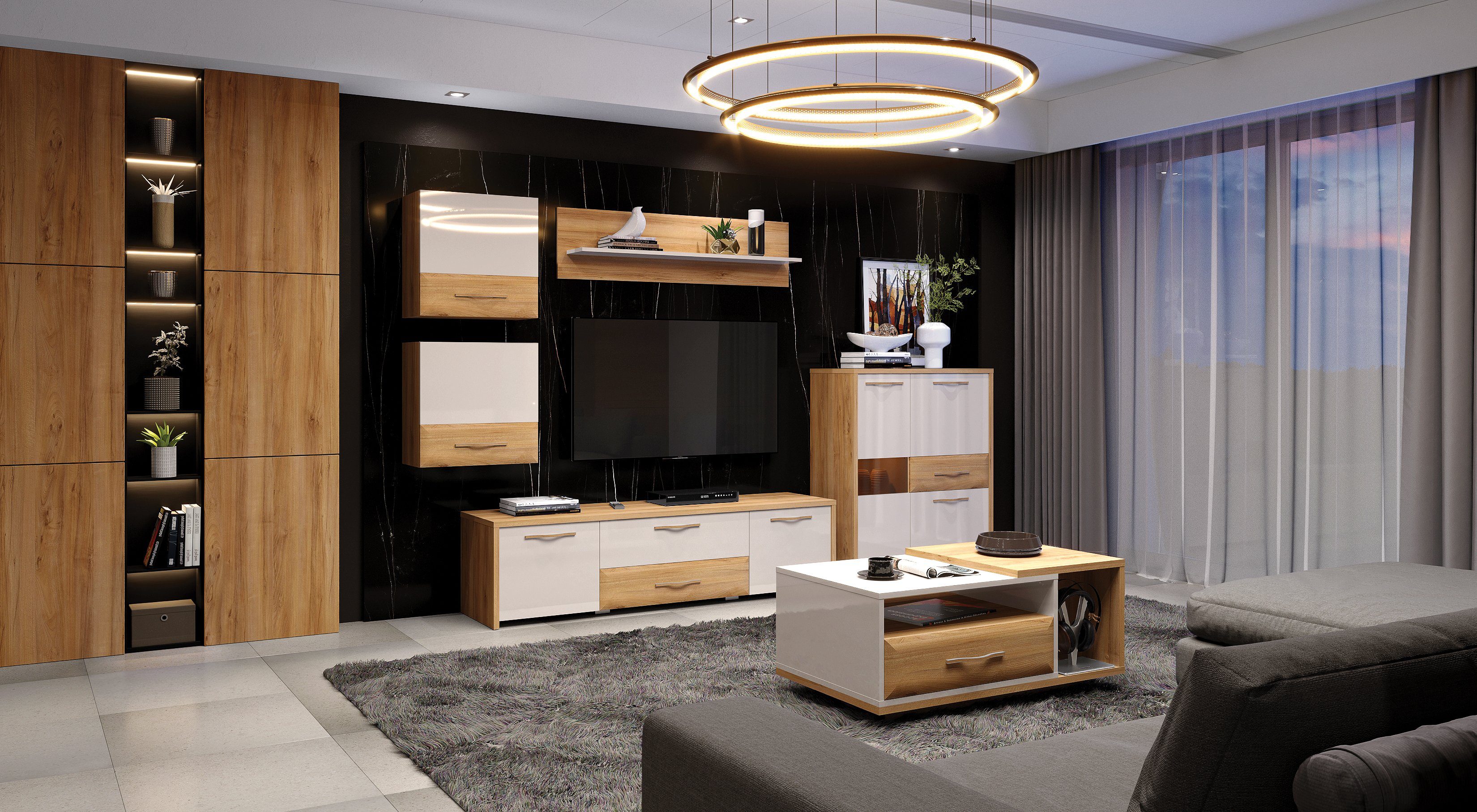 OTTO home Highboard Gala, Kommode, Höhe 115 cm, UV lackiert, kratzfest, hochglänzend