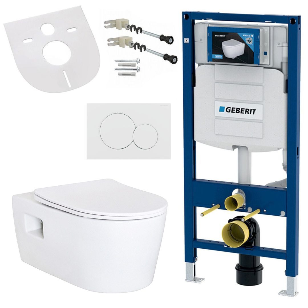 hansgrohe WC-Komplettset Hansgrohe EluPura S WC Komplettset Vorwandelement Sitz Drückerplatte, Wandhängend, UP320, UP100 oder Belvit Vorwandelement