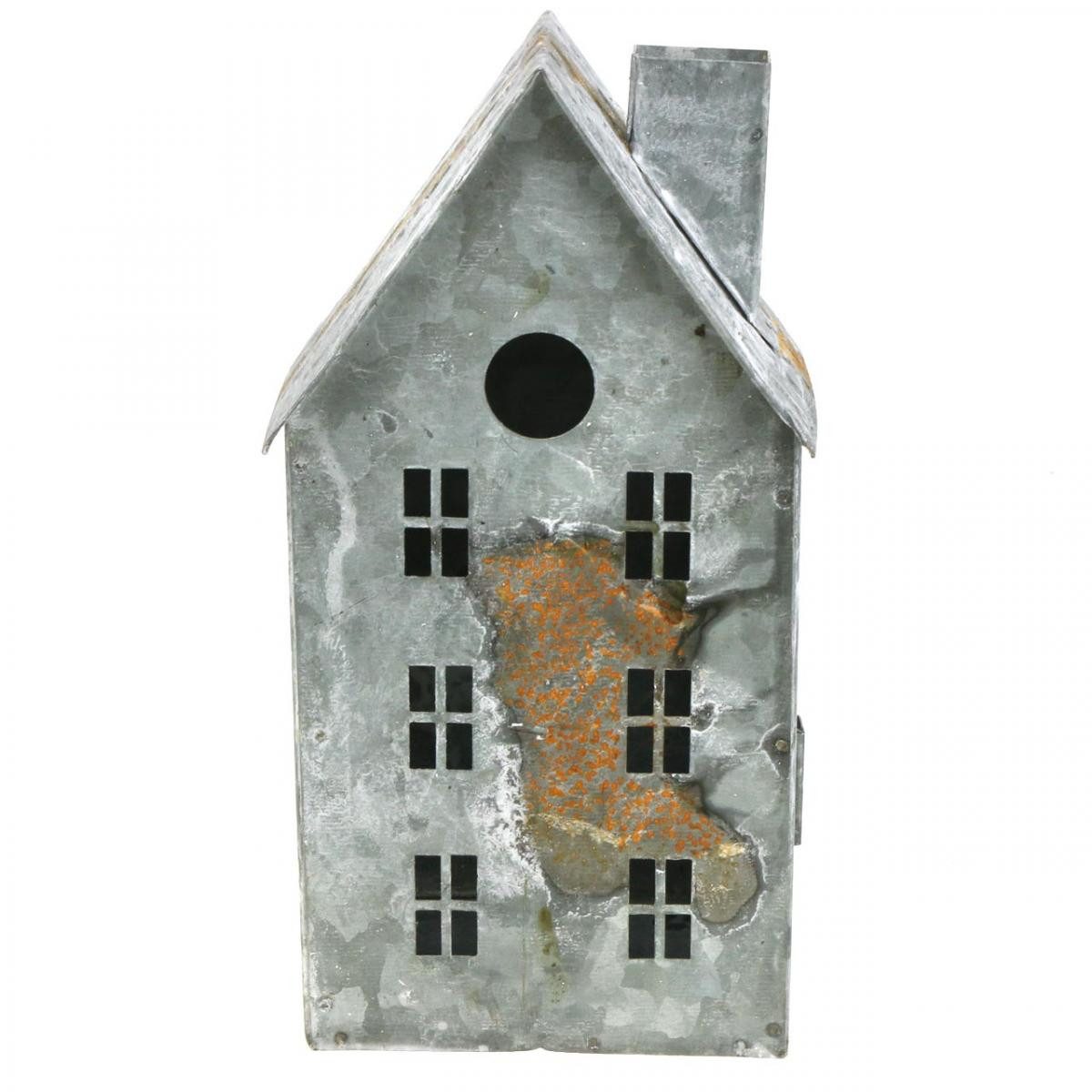 Florists Products Gartenfigur Windlicht Haus Metall Shabby Chic Weiß Rost Romantische