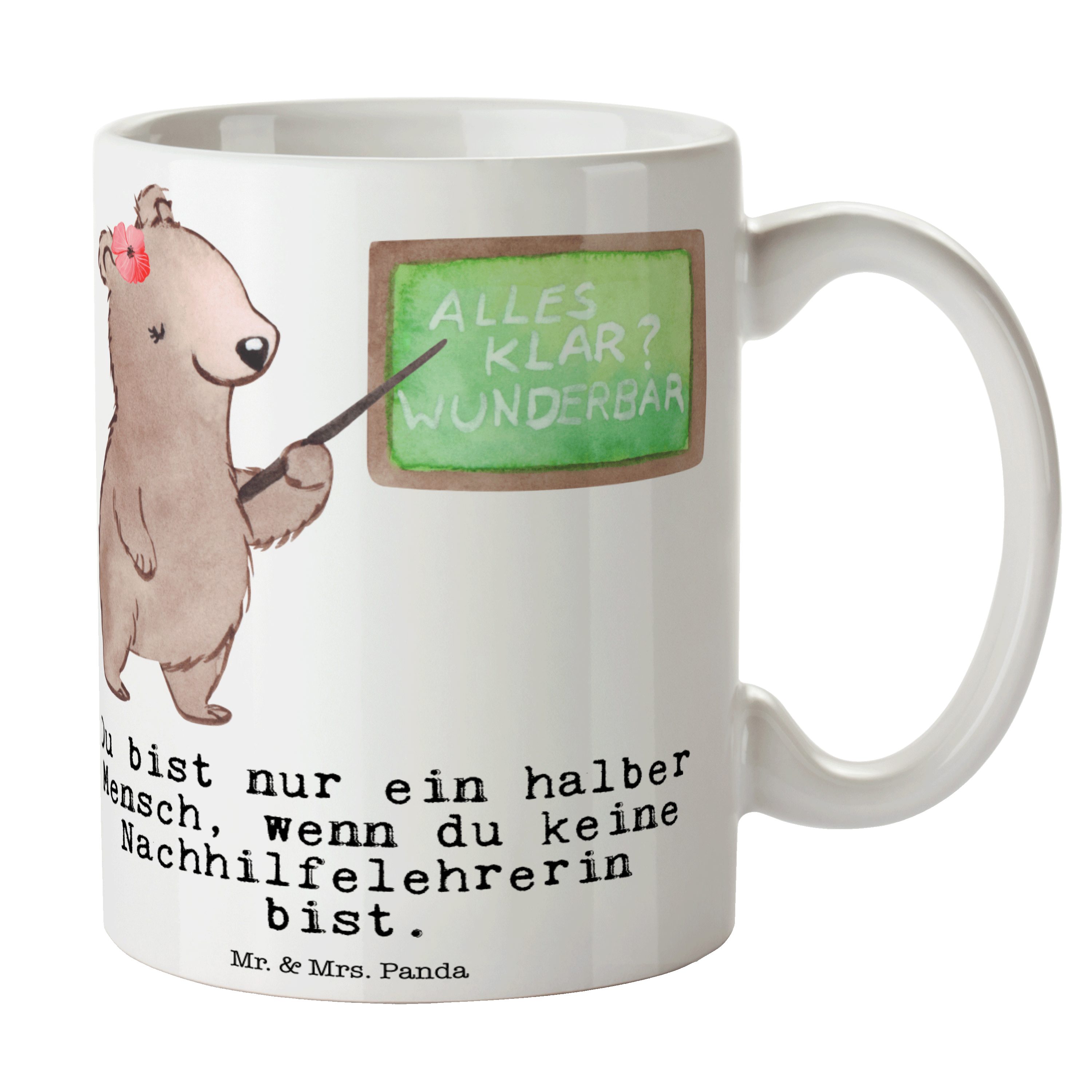 Keramik - Panda mit Weiß - Nachhilfeschule, & Herz Kaffee, Mr. Tasse Nachhilfelehrerin Geschenk, Mrs.