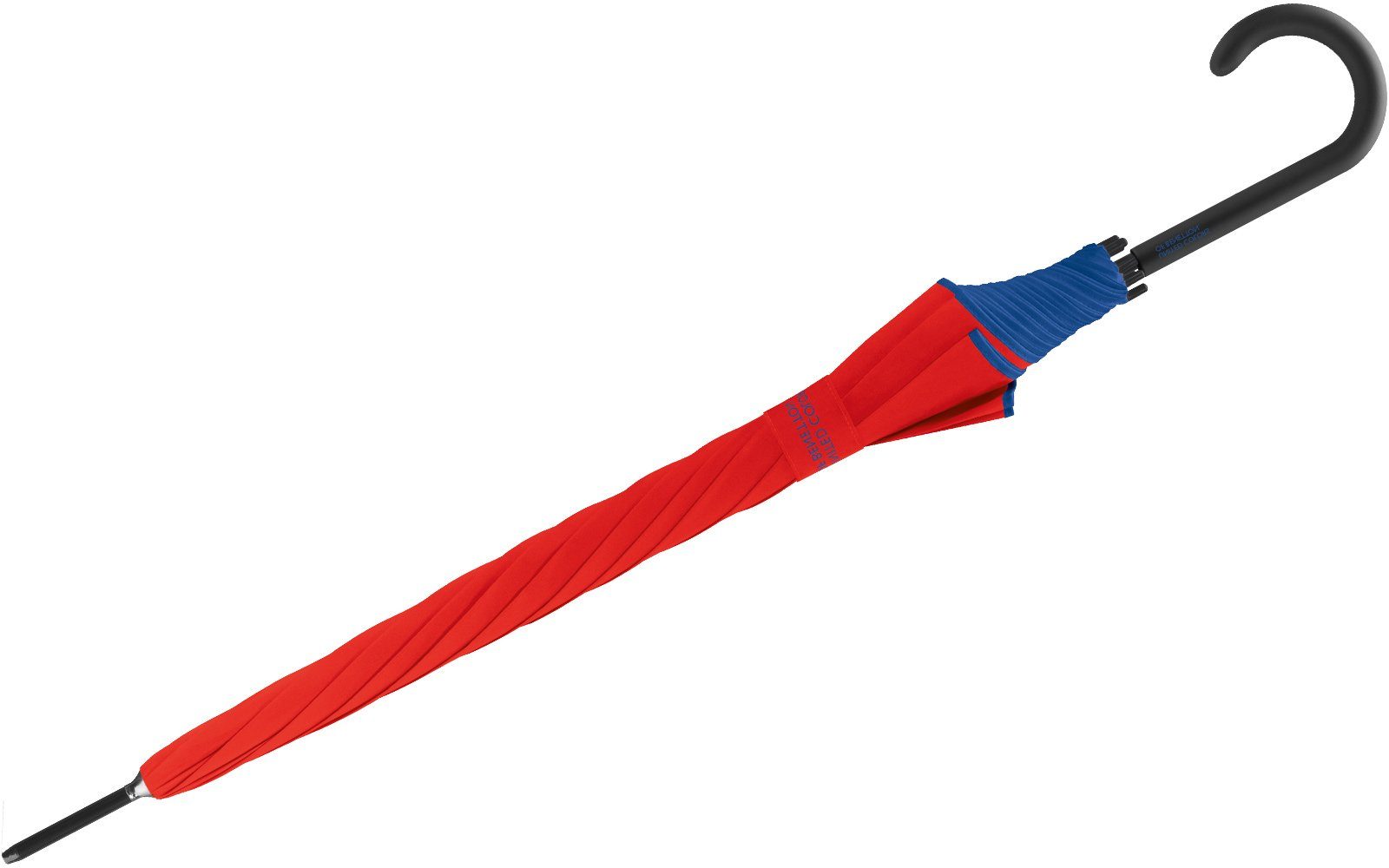 United Colors of Benetton Langregenschirm Regenschirm mit rot großer Auf-Automatik einfarbig und mit Kontrastfarben Schirmrand am Logo