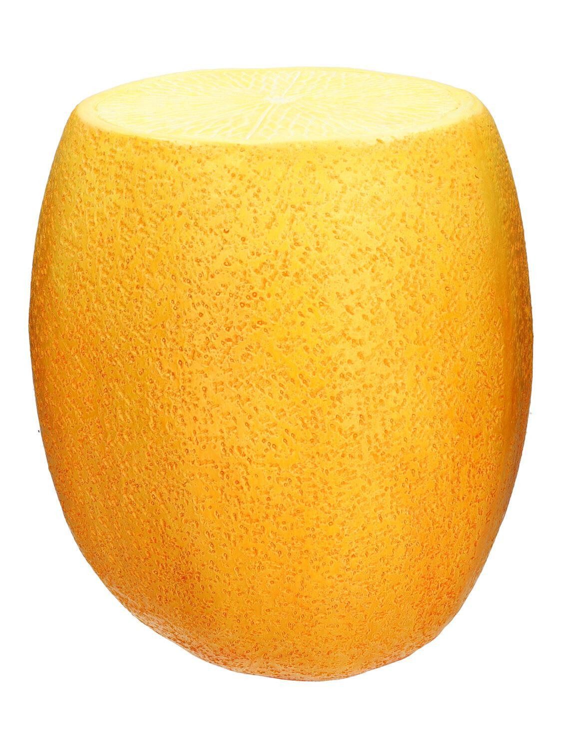 INNA-Glas Beistelltisch Molani in Zitronenform, gelb-weiß, 43,5cm, Ø40,5cm