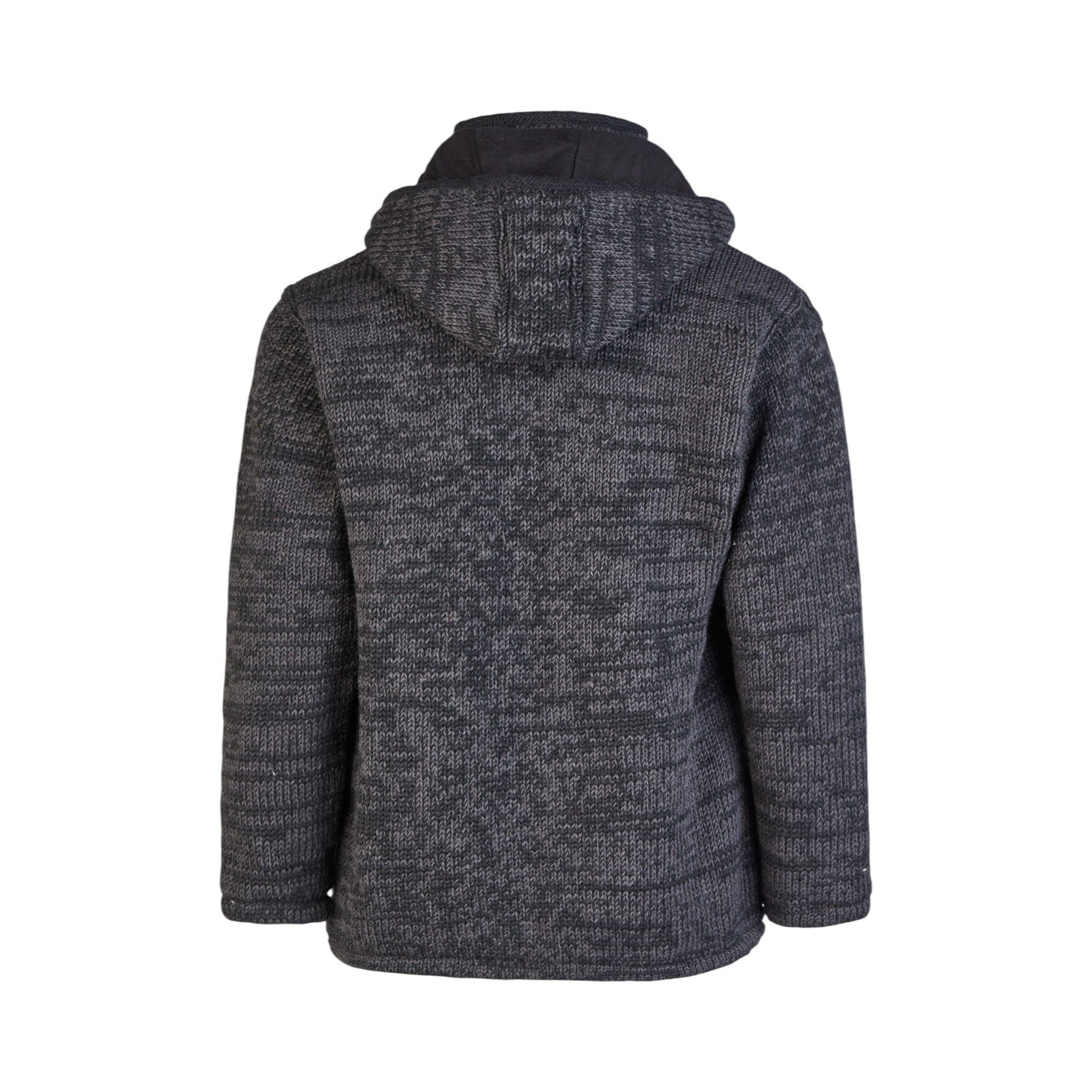 THC Natural Line Strickjacke THC Schafwollstrickjacke Baumwollfutter 851 grau (1 Stück, 1-tlg., 1 Stück) Strickjacke mit abnehmbarer Kapuze