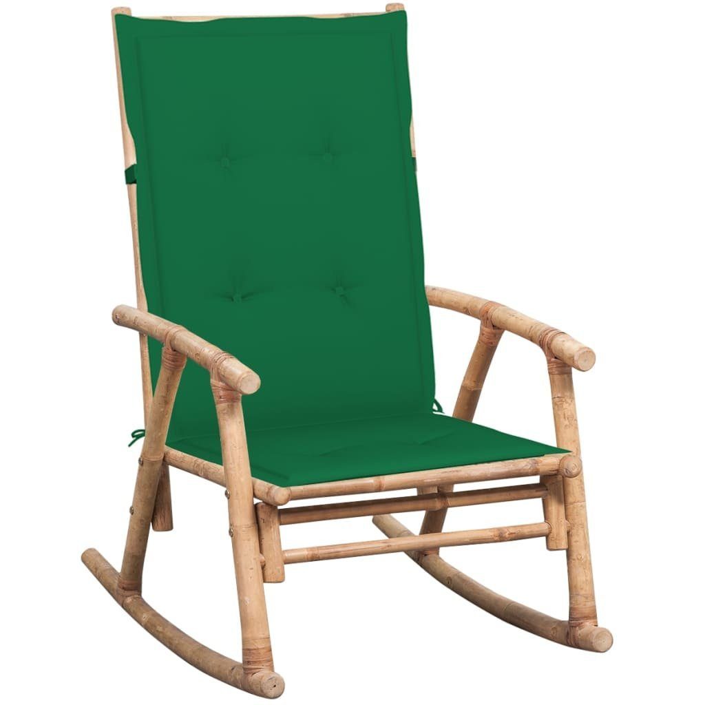 vidaXL Schaukelstuhl mit Auflage Bambus Sessel Gartenstuhl Schaukelsessel 
