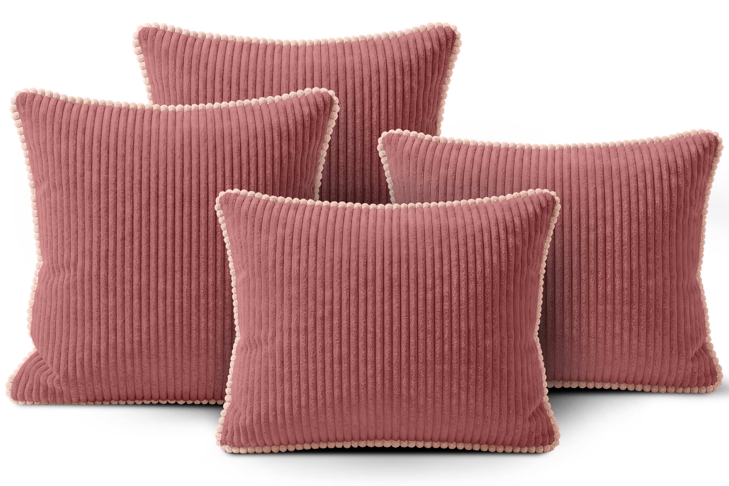 Amilian Dekokissen Sofakissen 4er Set mit Füllung 2x 40x40 cm + 2x 35x45 cm, Hotelverschluss Sofakissen Zierkissen