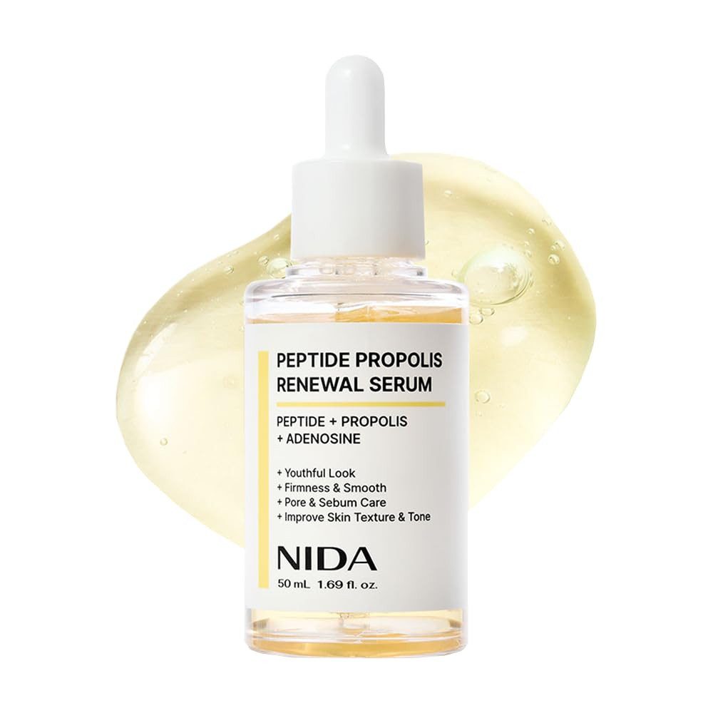 NIDA Gesichtsserum Peptide Propolis Renewal Serum 50ml – Anti-Aging Serum mit Peptid- Komplex, Propolis & Adenosin, koreanisches Serum für straffere, glattere und ebenmäßiger wirkende Haut, alle Hauttypen