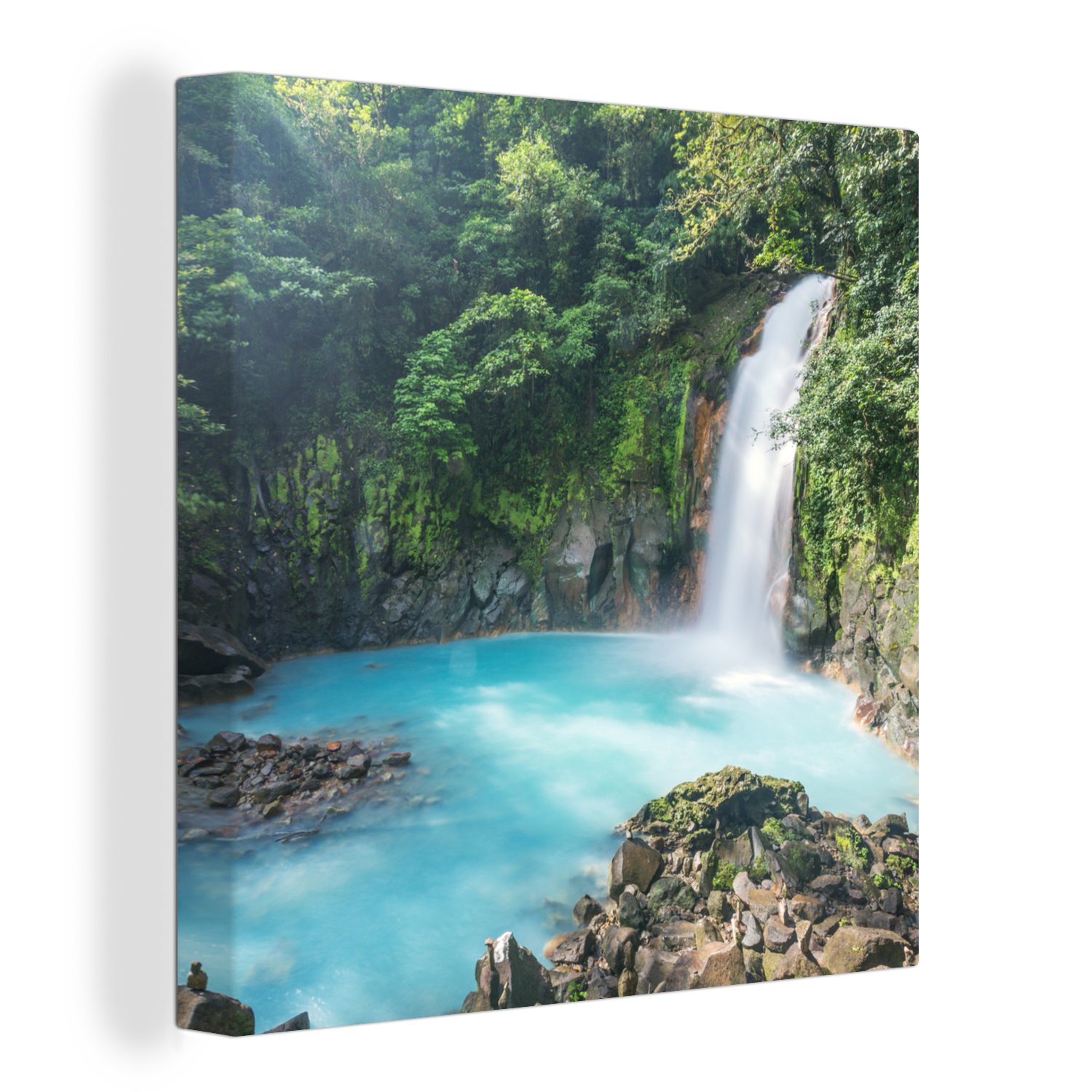OneMillionCanvasses® Leinwandbild Rio Celeste Wasserfall am Vulkan Tenoria in Costa Rica, (1 St), Leinwand Bilder für Wohnzimmer Schlafzimmer