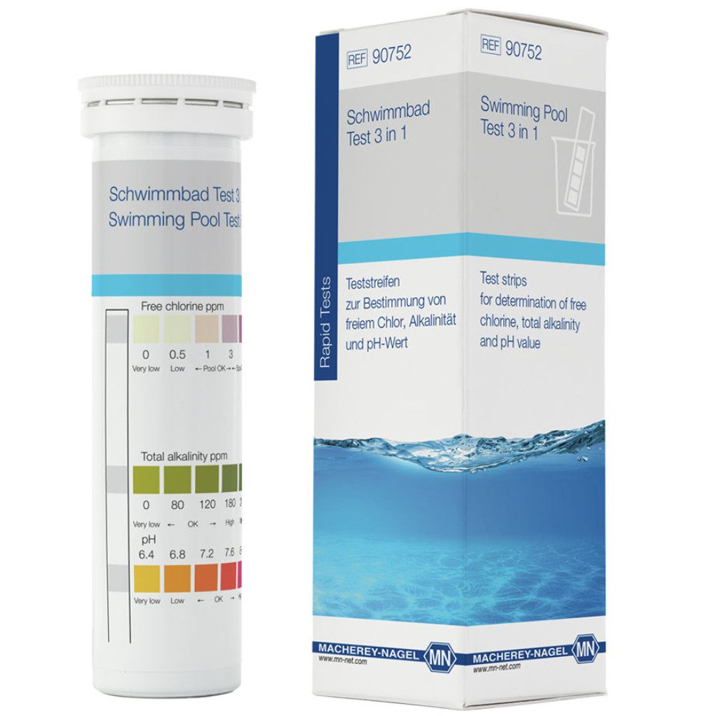 DocMed Pool-Wassertest Schwimmbad-Test 3 in 1 (50 T), 3 Messparameter, Wasserteststreifen-Set, 1-tlg., unterstützt eine optimale Wasserpflege, Schnelle und einfache Wasseranalyse