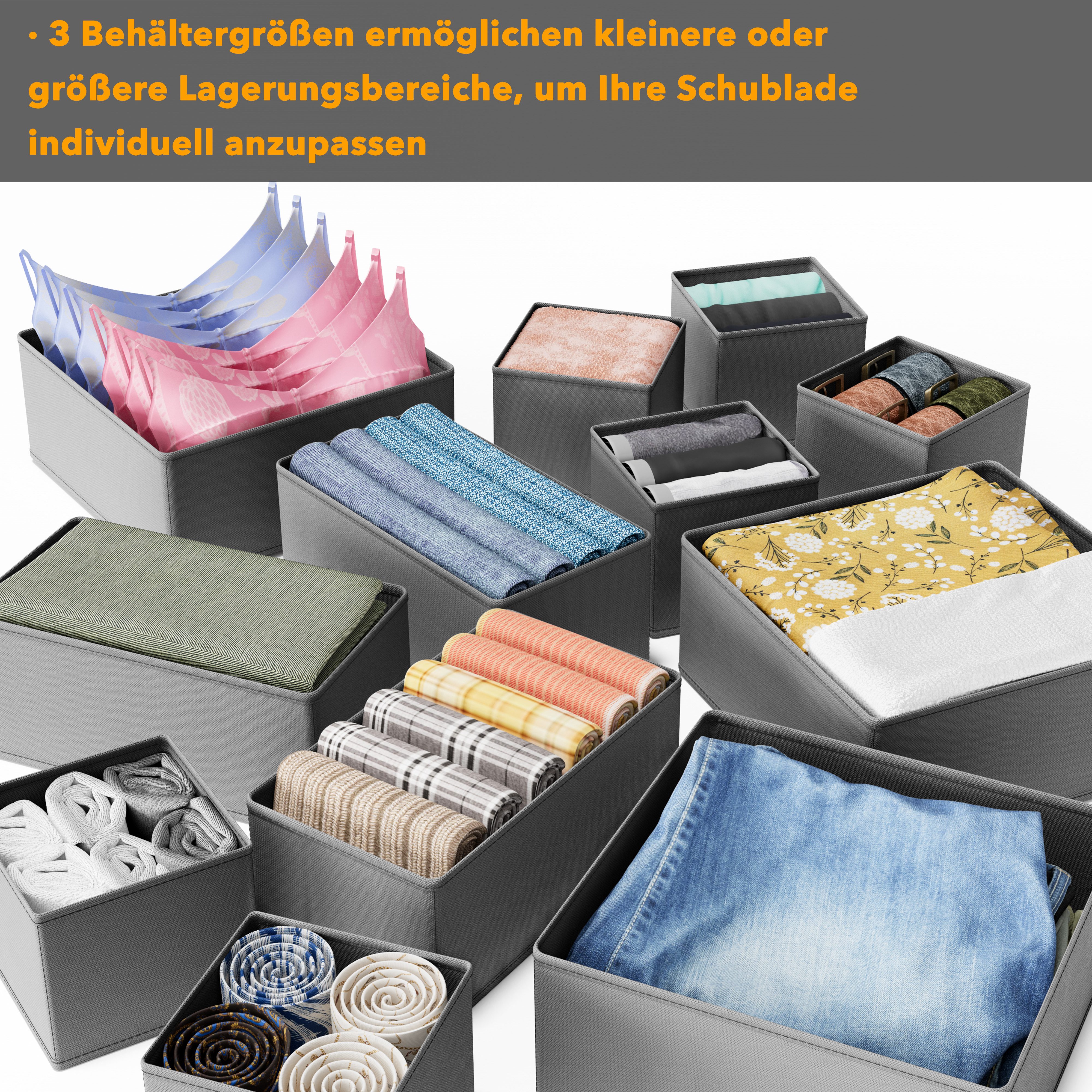 SpaceAid Auflagenbox 12 er Schubladen Organizer (Unterwäsche Organizer), Faltbare Aufbewahrungsbox Stoff – Bild 5 von 5