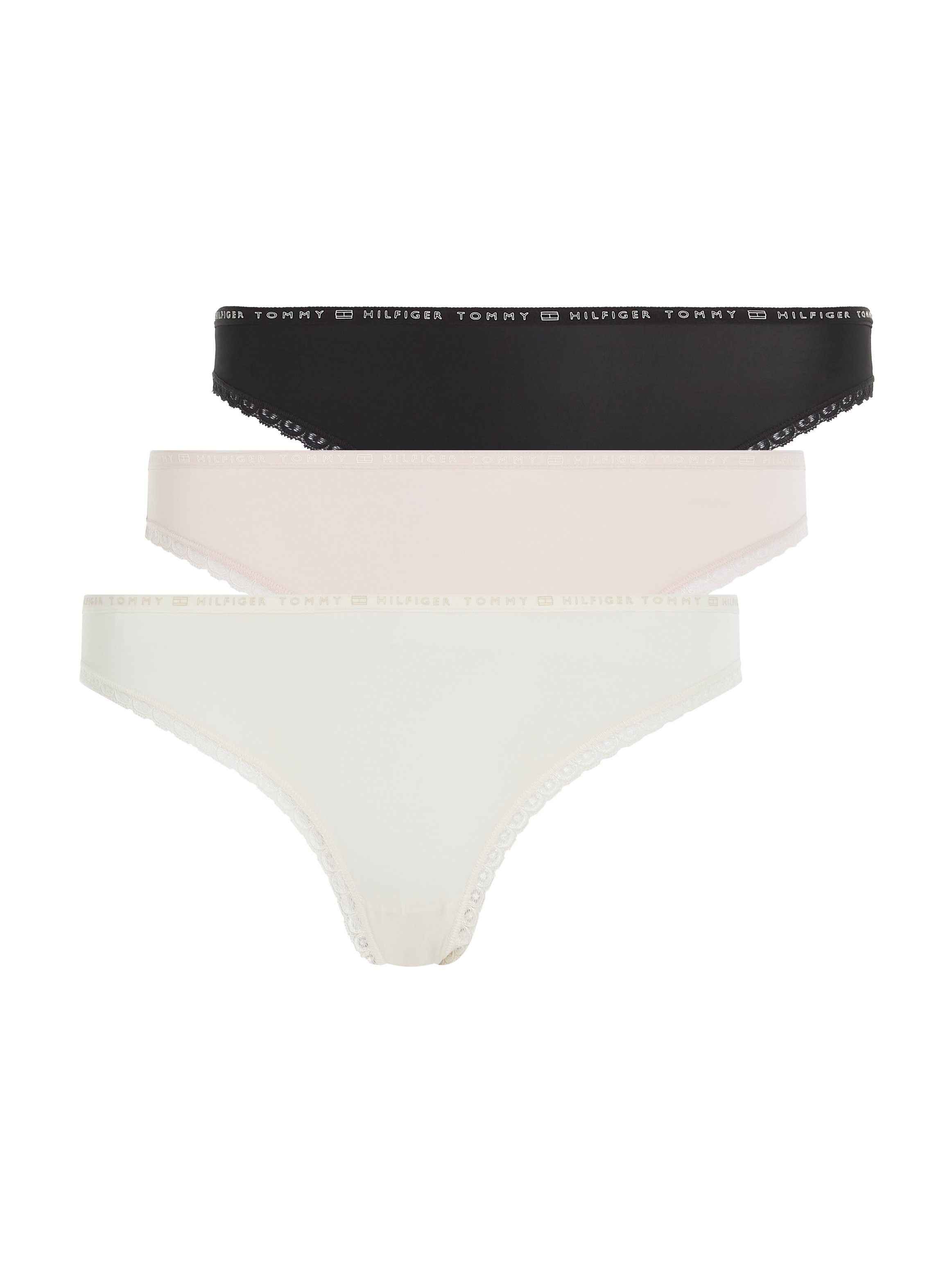 Tommy Hilfiger Underwear Bikinislip 3P BIKINI 3er-Pack) Black/Ivory/Pale (Packung, Pink Tommy Hilfiger mit Logo-Elastiktape Spitzenkante 6