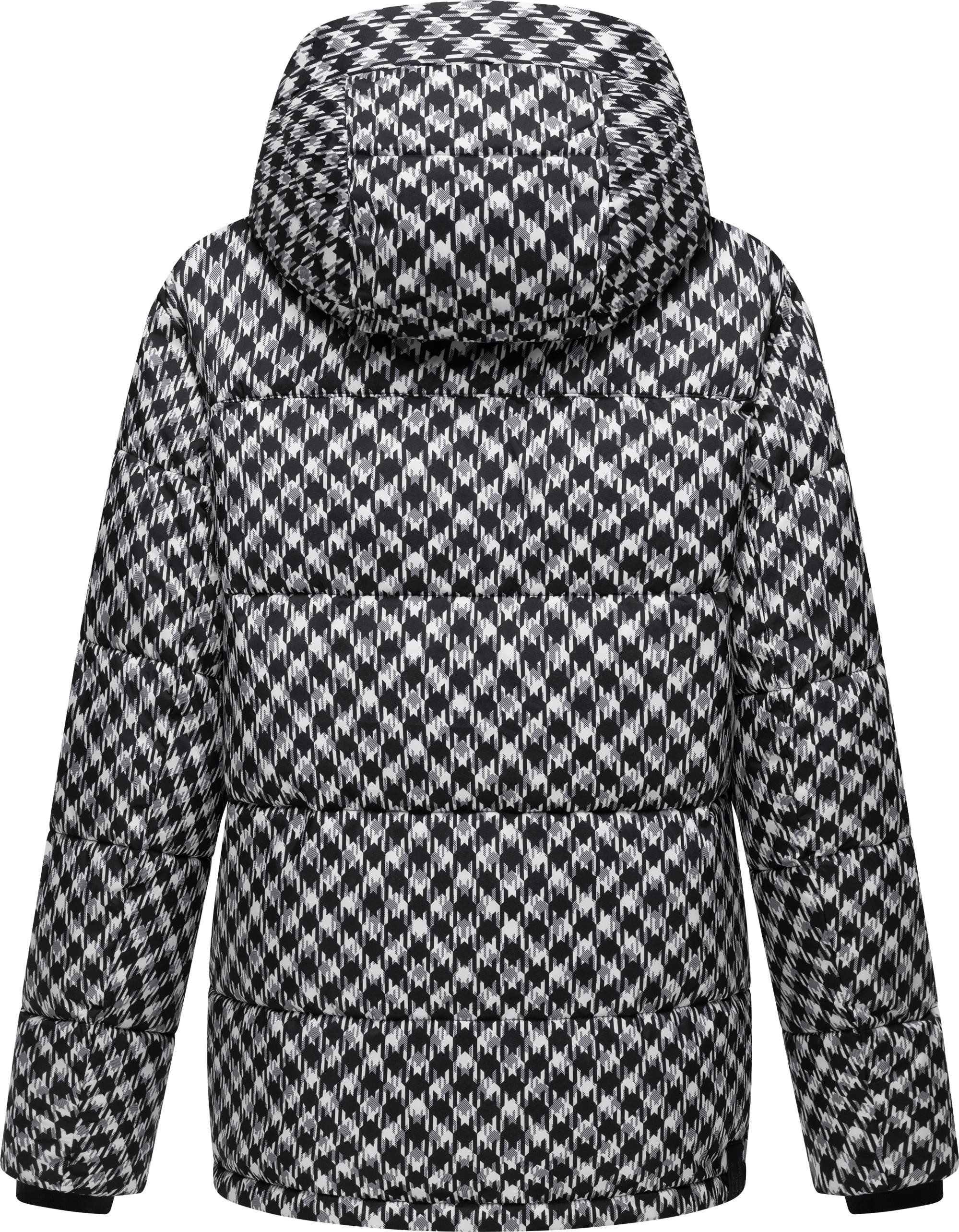 Ragwear Steppjacke Wikesh Print Wasserdichte Damen Winterjacke mit Hahnentritt-Muster