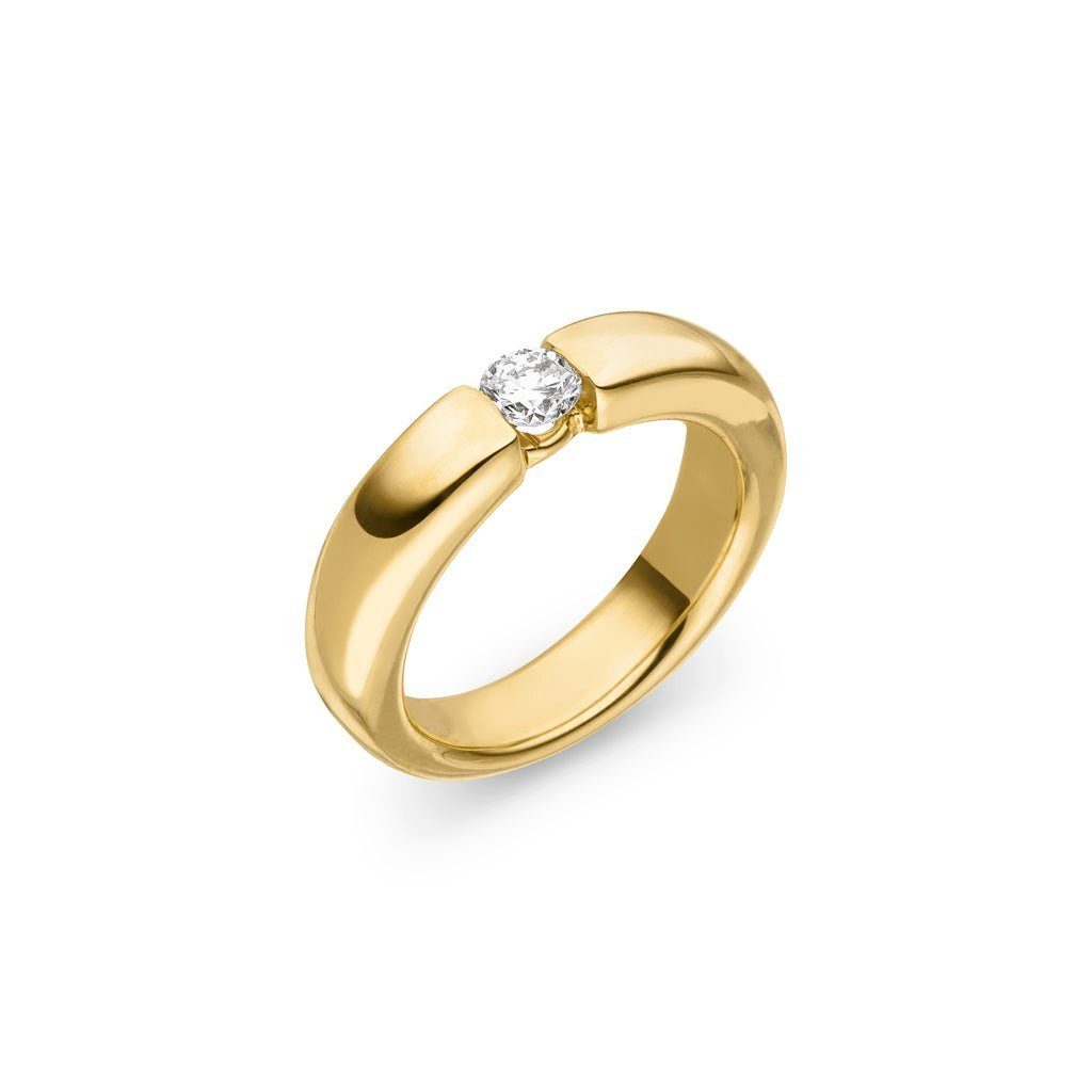 SKIELKA DESIGNSCHMUCK Goldring Diamant Ring "Spannend" 0,33 ct. (Gelbgold 585), hochwertige Goldschmiedearbeit aus Deutschland | Goldringe