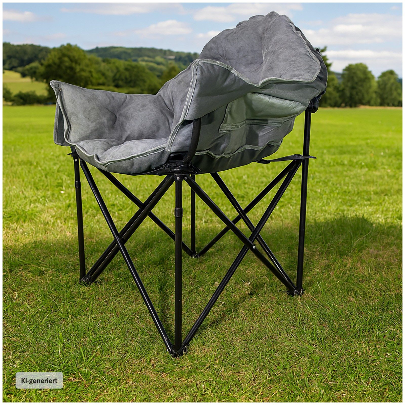 HTI-Living Klappstuhl Klappbarer Komfortsessel mit weichem Velvet Bezug (Stück), Campingstuhl