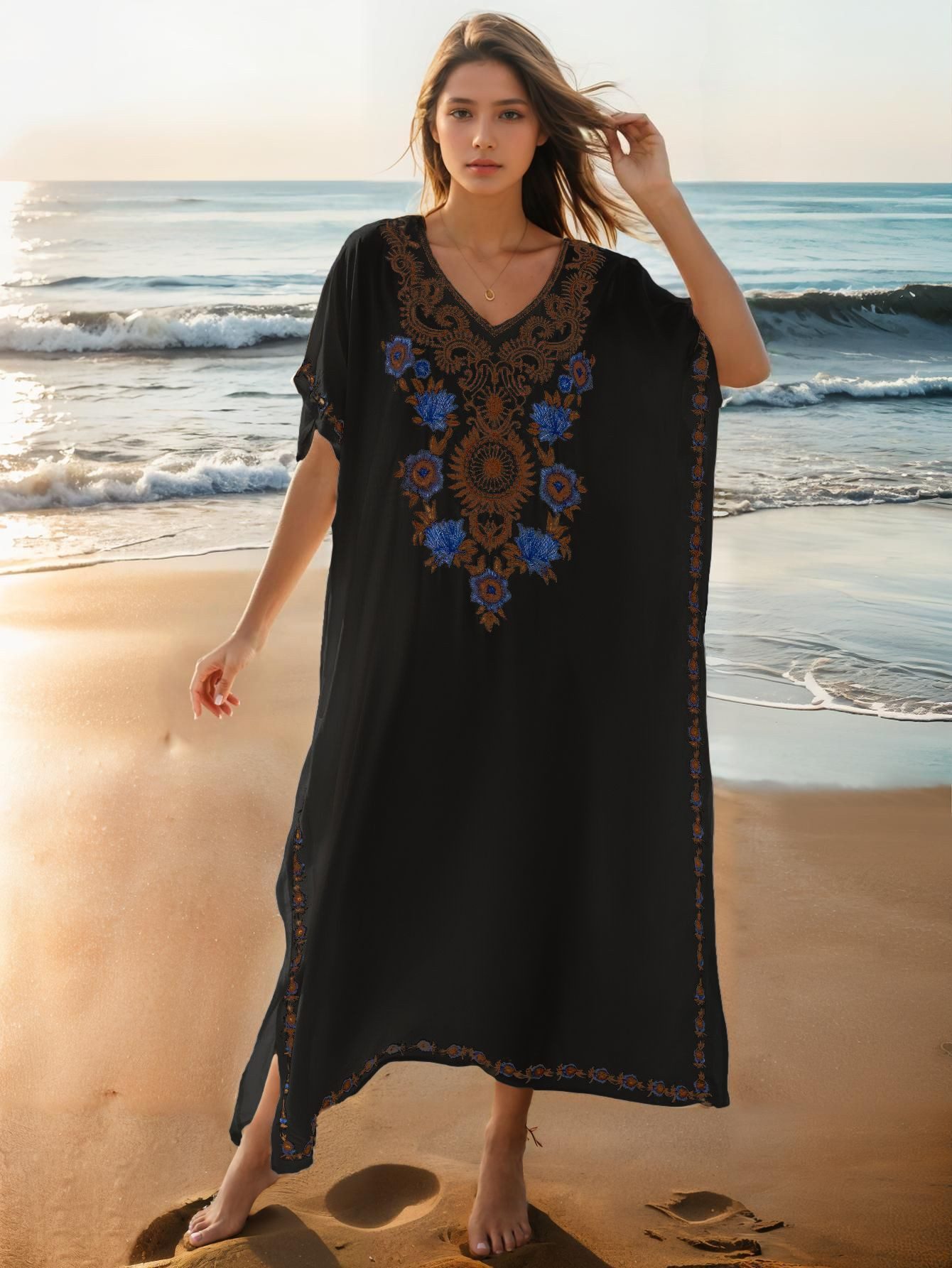 RWEUOQ Blusenkleid Damen Elegante Strandponcho Ethnischer günstig online kaufen