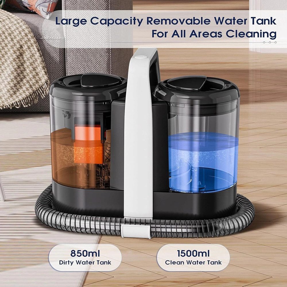 AKKEE Wasch-Sauger Waschsauger Teppichreiniger Polsterreiniger Gerät, 15kPa, 1.5L, 600 W, beutellos, Doppelwassertank und flexibel einsetzbaren Bürstenköpfen