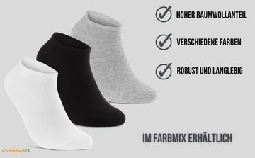 sockenkauf24 Sneakersocken 10, 20, 30 Paar Sneaker Socken Damen & Herren Schwarz Weiß Grau (Schwarz, 10-Paar, 39-42) Baumwolle - 16900 WP