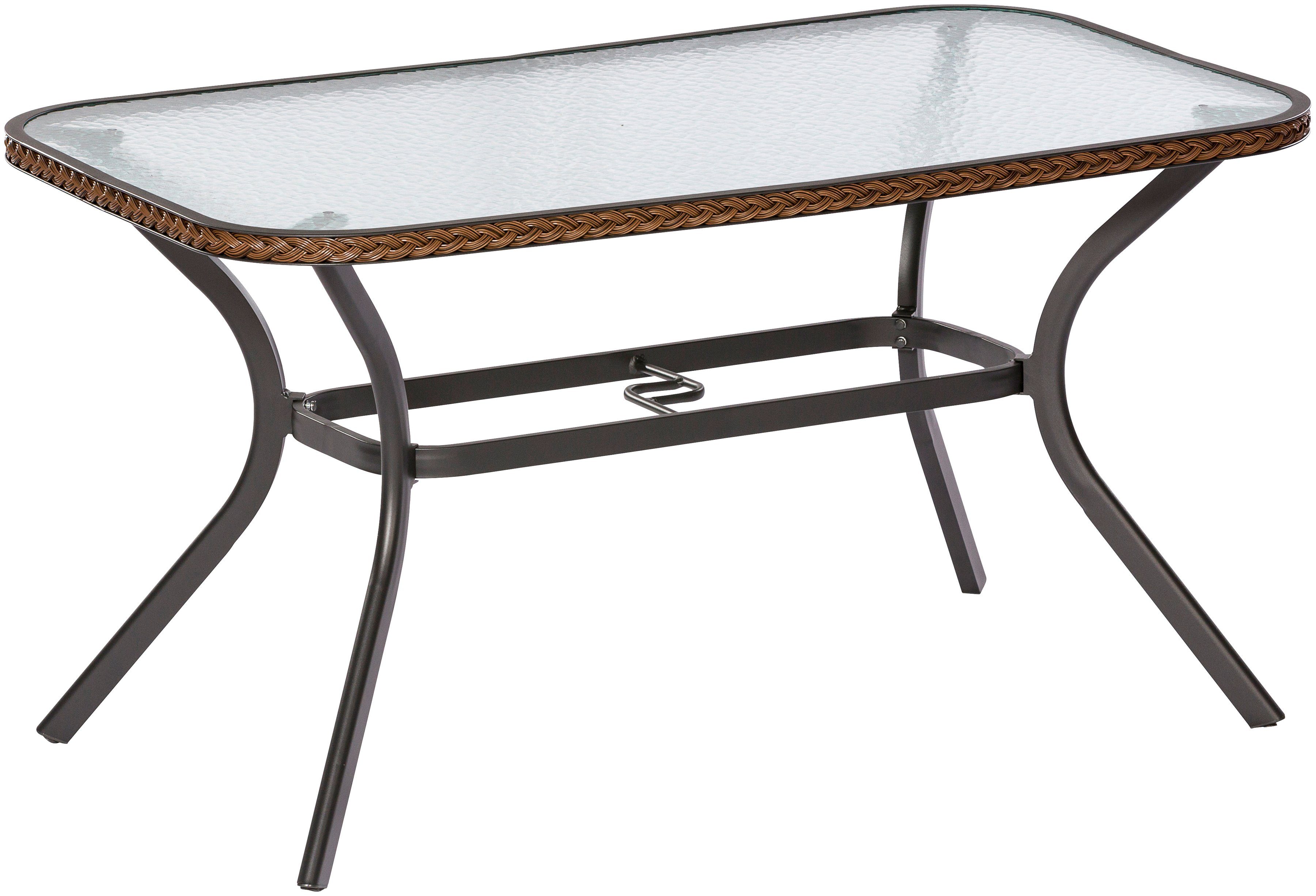 MERXX Gartentisch Ravenna, 85x150 cm, Tischplatte aus 5 mm Sicherheitsglas | Tische