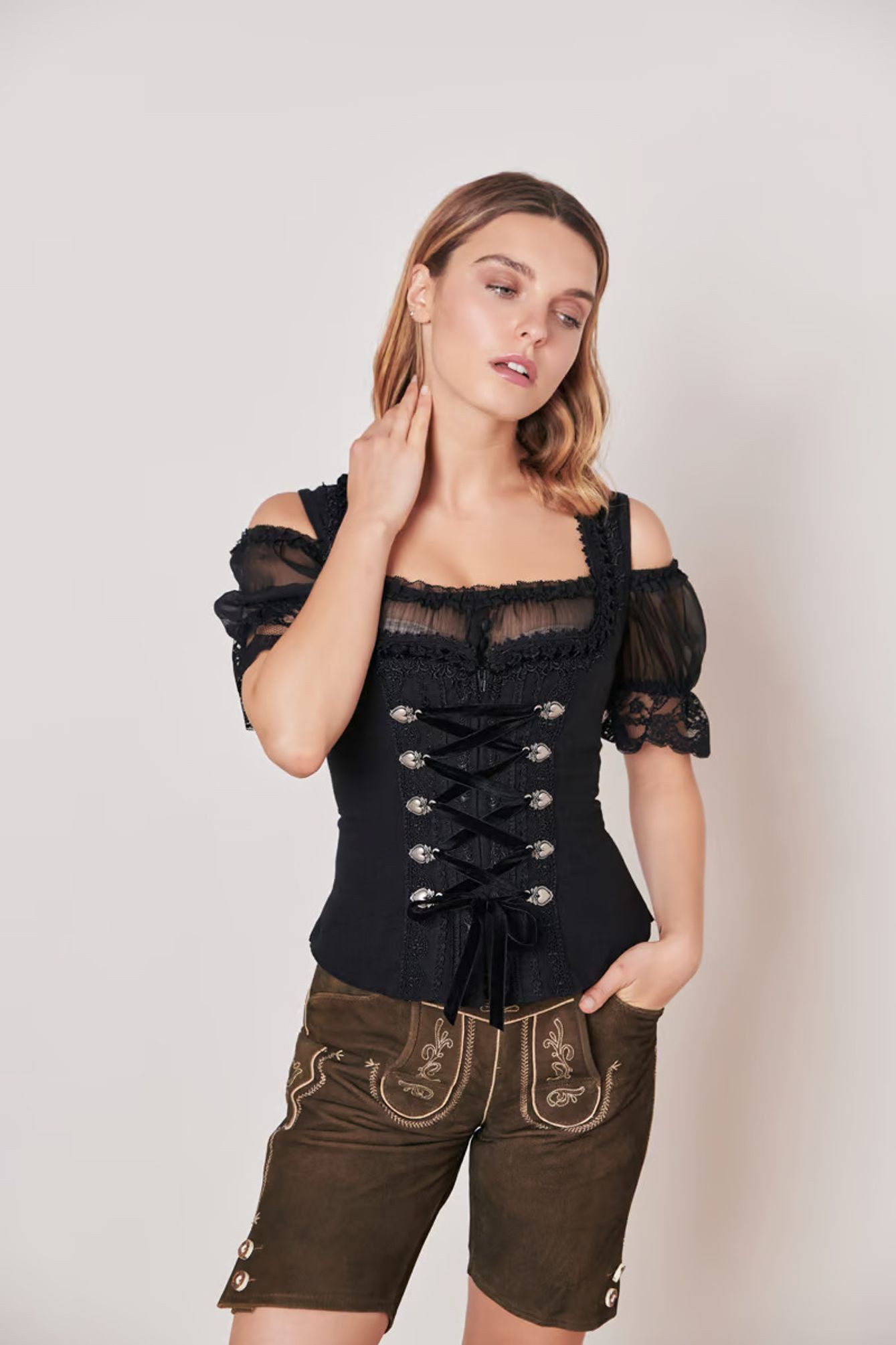 Krüger Madl Langarmbody Moonnight (035543) Krüger - Damen Trachtenmieder, Moonnight (035543)