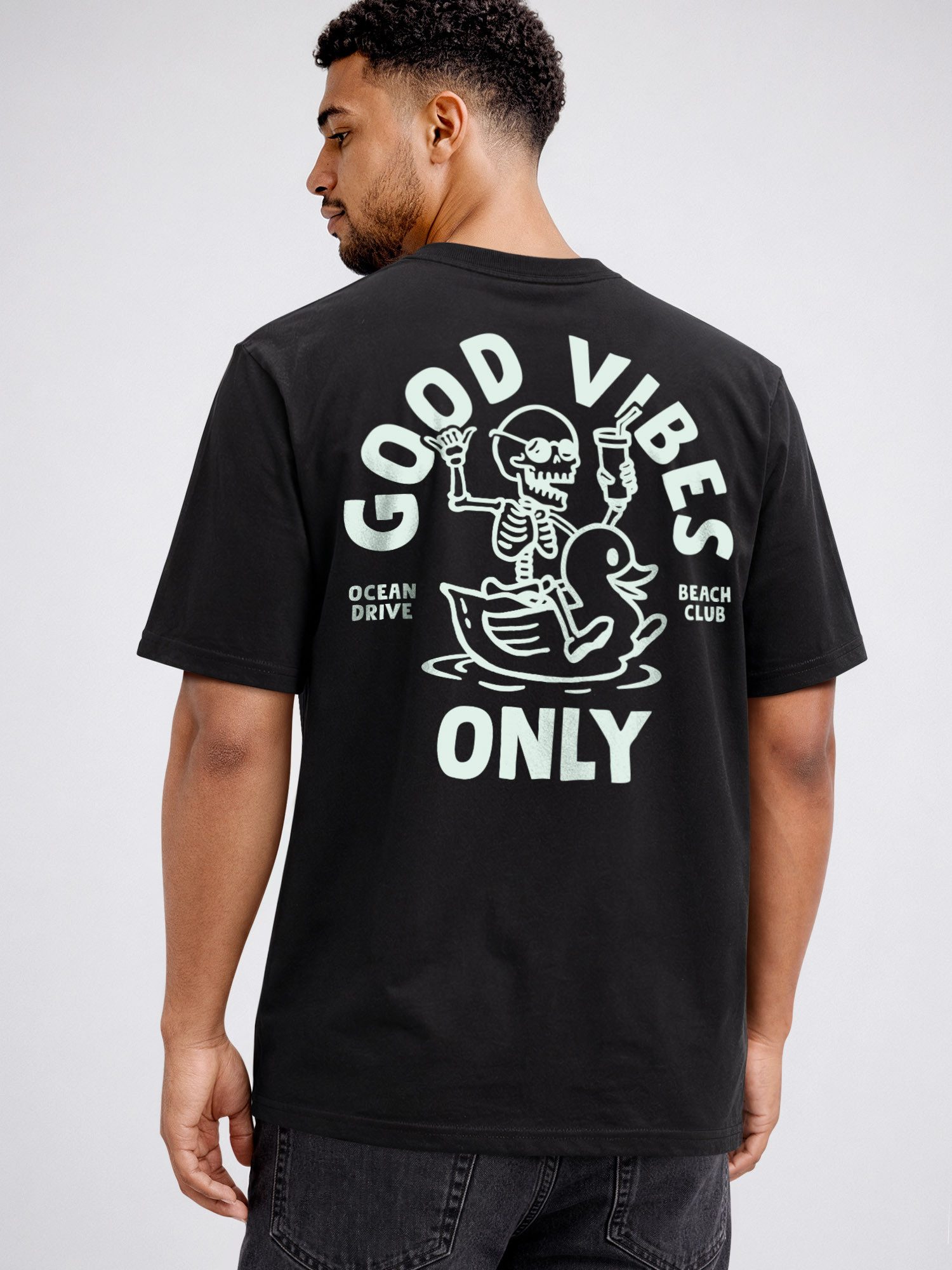 Neverless Oversize-Shirt Herren T-Shirt - Good Vibes - Relaxed Fit Sommer Fashion Streetstyle mit Print – Bild 2 von 5