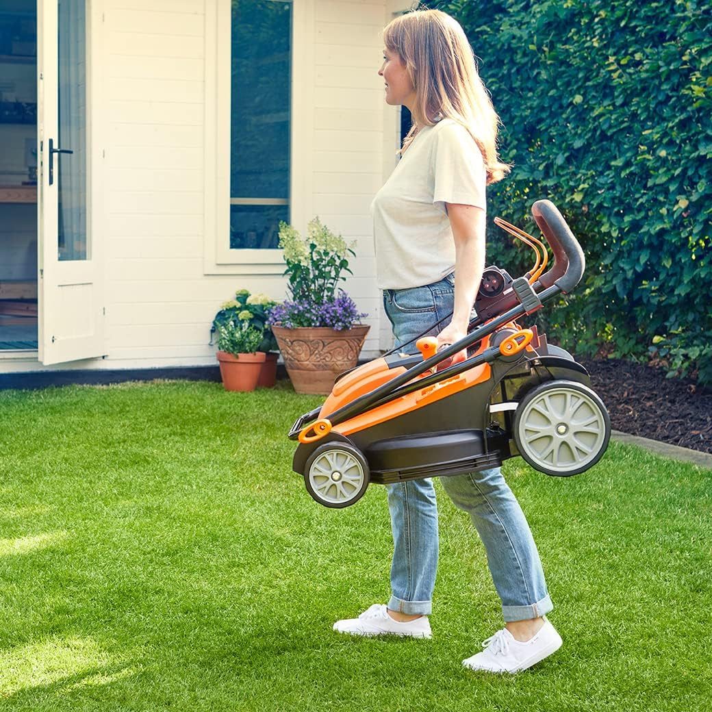 Lawnmaster Elektrorasenmäher 1600W 37cm, 6-fache Schnitthöhenverstellung 20-70 mm, 37 cm Schnittbreite, mit 40L Fangbox