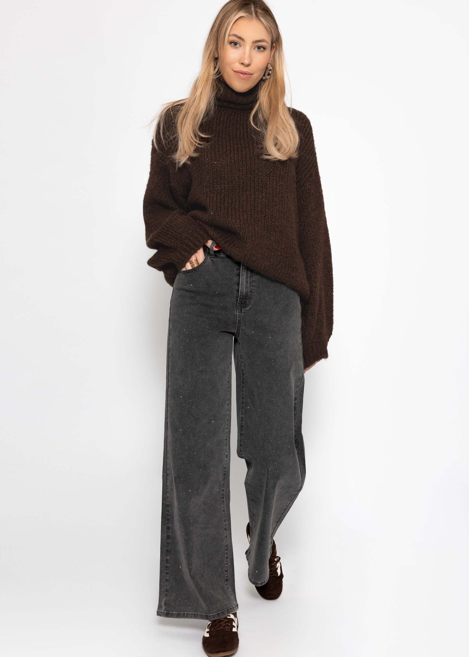 SASSYCLASSY Strickpullover Oversize Rollkragenpullover Damen Grobgestrickte günstig online kaufen