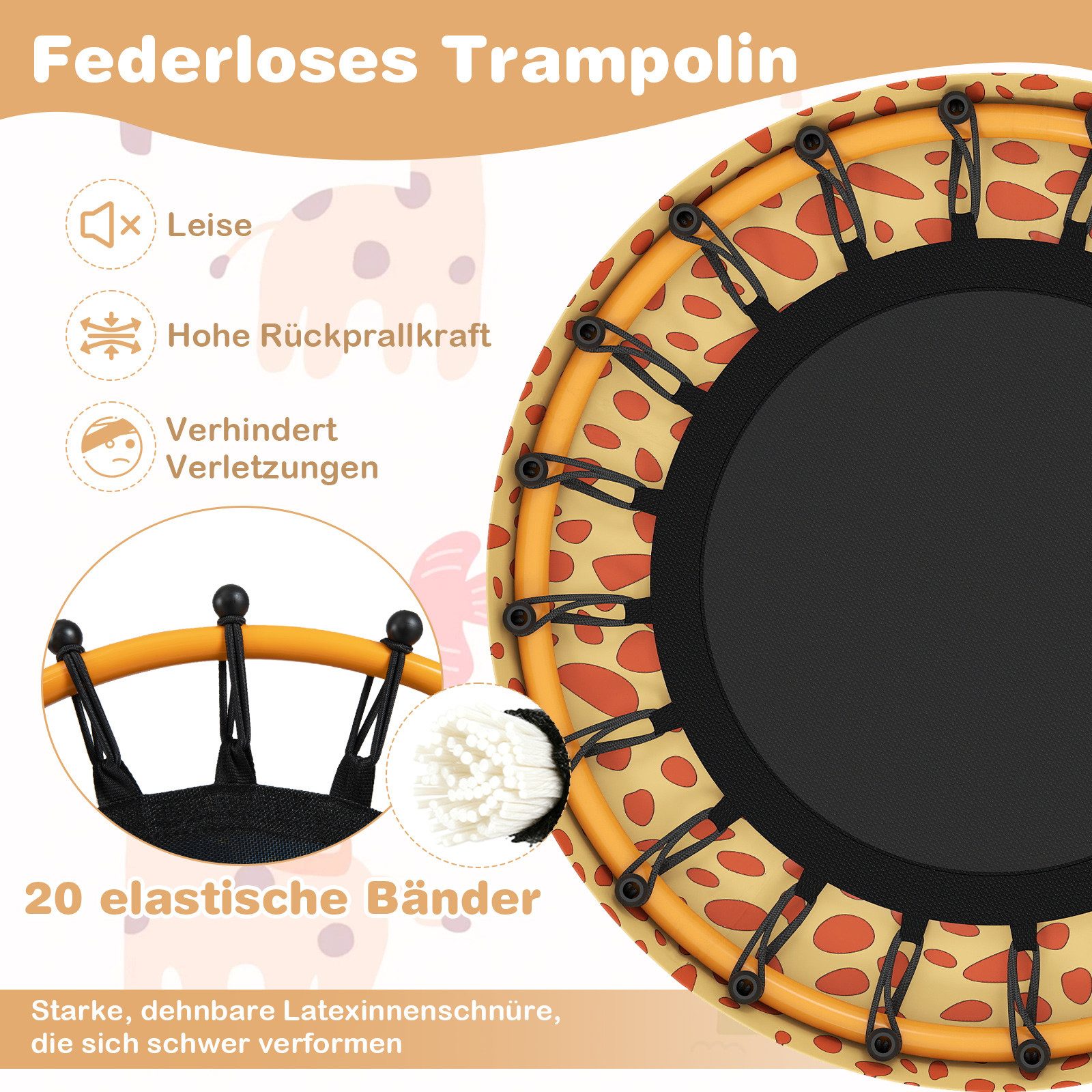 COSTWAY Kindertrampolin, Ø 71 cm, (1 tlg), Trampoin, mit Griff & Randabdeckung