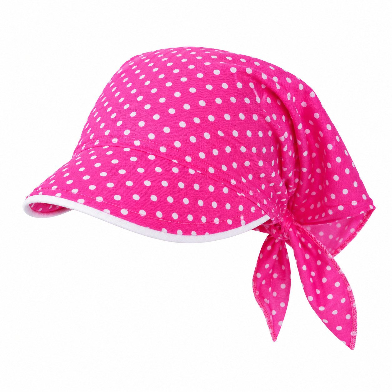 La Bortini Kopftuch Baby Kinder Bandana Tuch mit Schirm Schirmmütze Kopfbedeckung in Pink, aus reiner Baumwolle, gemustert, sommerlich