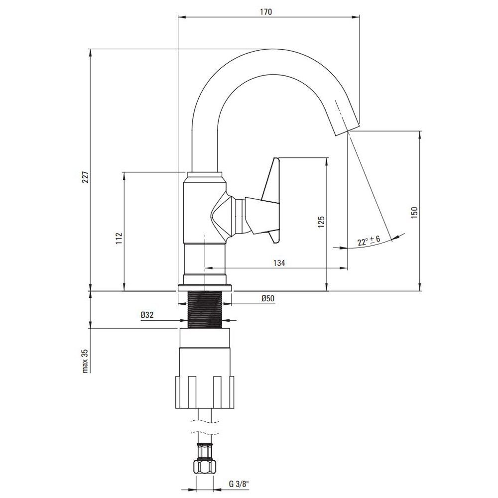 cm 5,0/22,7/17,0 Waschtischarmatur inkl. Lomadox TEMISTO-30 Überlauf gold Klick-Klack-Ventil ohne