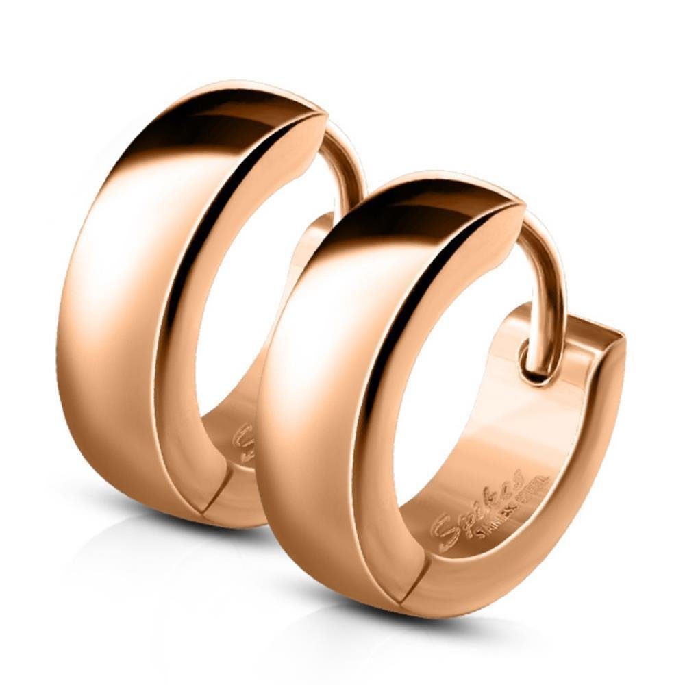 Paar Rosegold 4mm Ohrringe Unisex Creolen (1 Creolen-Set aus Stück), Ohrschmuck (2 BUNGSA Edelstahl 2-tlg),