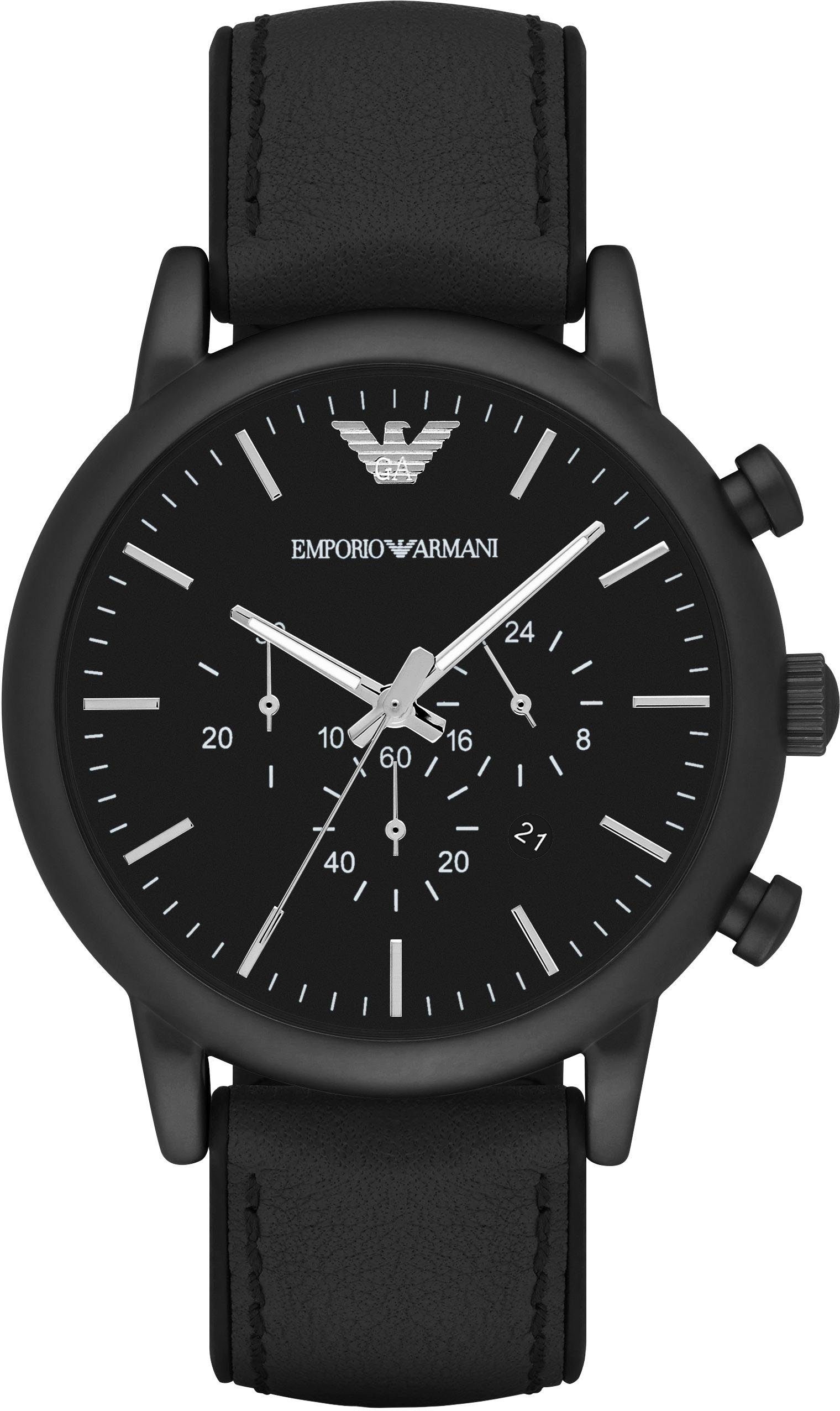 Emporio Armani Chronograph AR1970, Quarzuhr, Armbanduhr, Herren, Stoppfunktion, Datum, 12/24-Std.-Anzeige