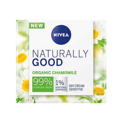 Nivea Tagescreme Naturally Good Sensitiv Tagespflege Creme mit Organic Bio Kamille - 3erPack, 50ml
