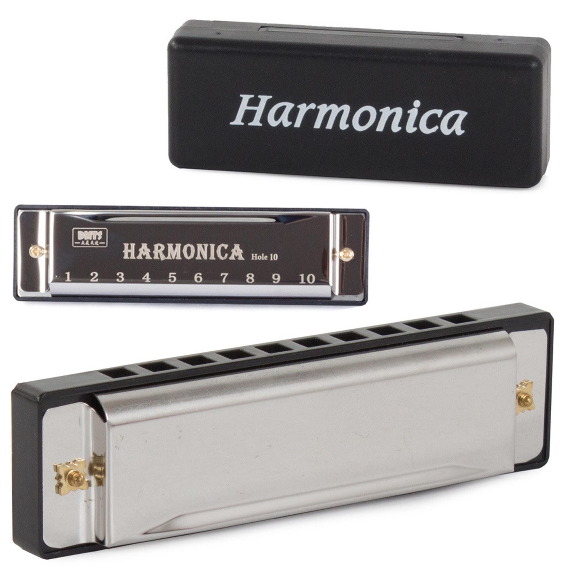 TSB Werk Mundharmonika Mundharmonika C-Dur Harmonika Blues Musik Diatonisch, 10-Loch, Metall, Box, Geschenk