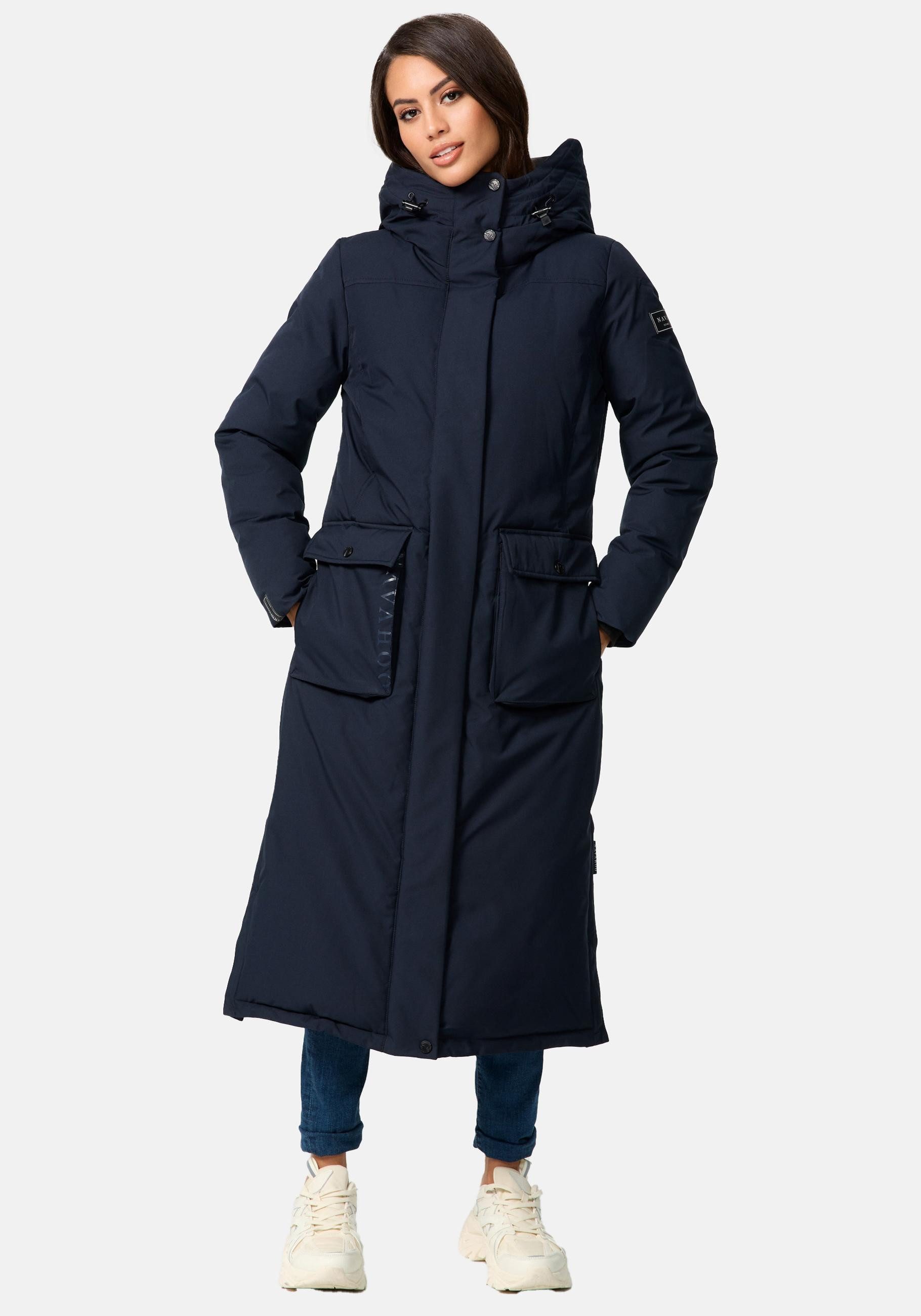 Navahoo Wintermantel Wolkenfrost XIV Extralanger Damen Mantel mit Kapuze