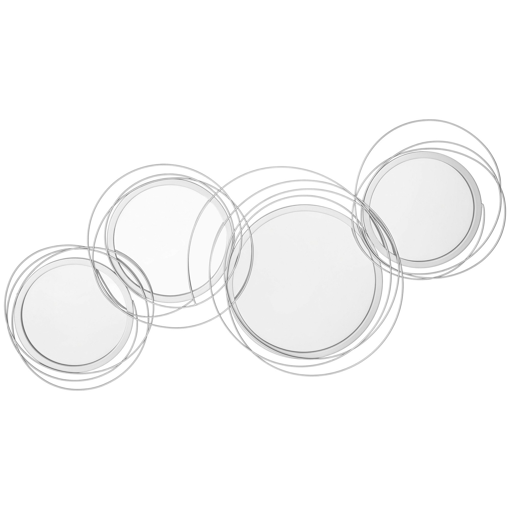 HOMCOM Wandbild Wandspiegel mit 4 runden Spiegeln, Wohnzimmerdeko, Flurspiegel, modern (Wanddeko, 1 St), Metall, Silber, 107 x 4 x 56 cm