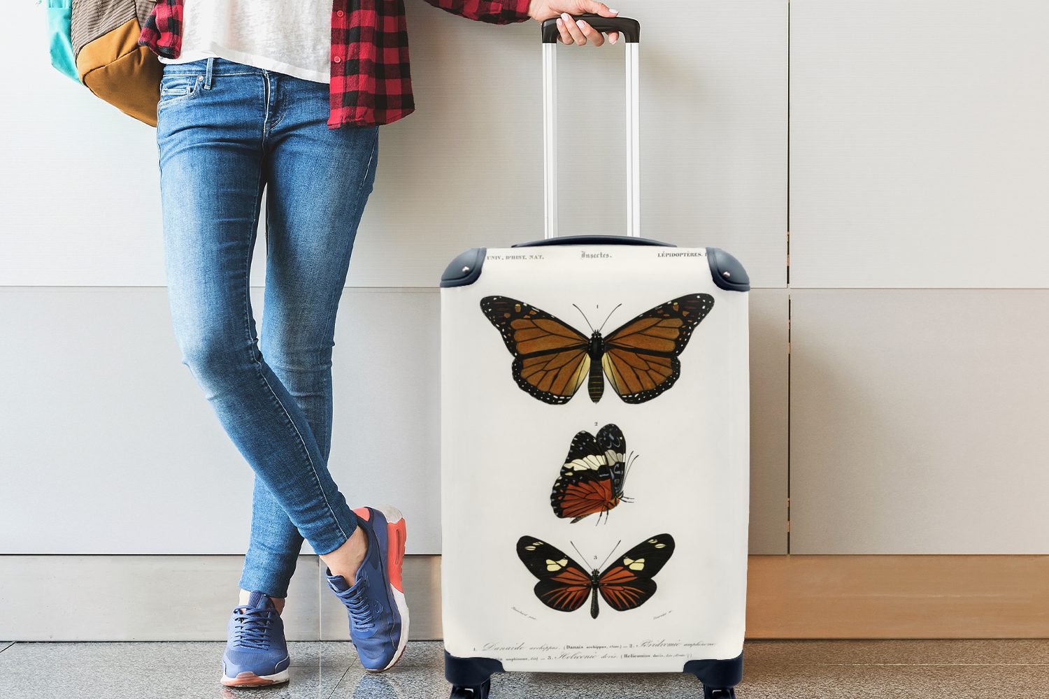 - Reisekoffer Schmetterling Insekten, MuchoWow - rollen, Ferien, Rollen, Trolley, Vintage mit Handgepäckkoffer 4 Reisetasche Handgepäck für