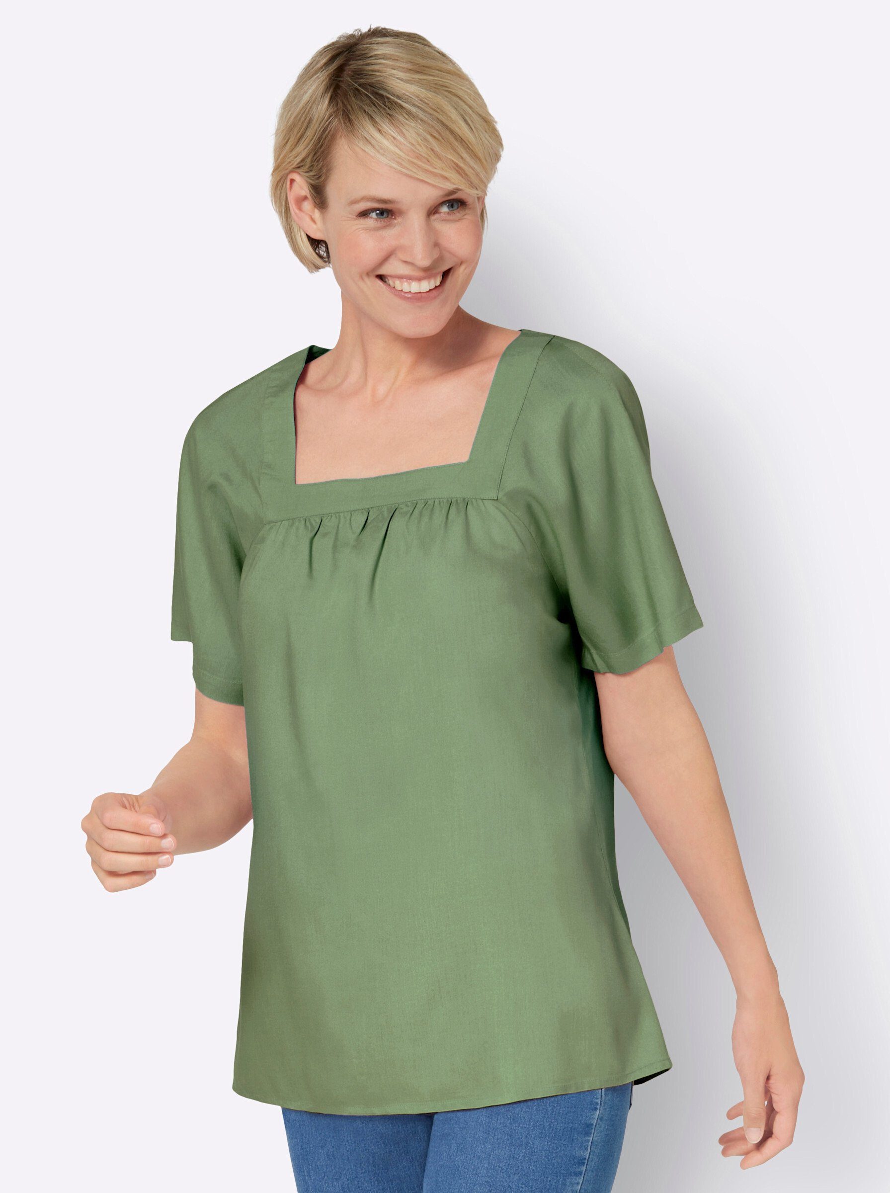 Klassische Bluse Tunika Kurzarm