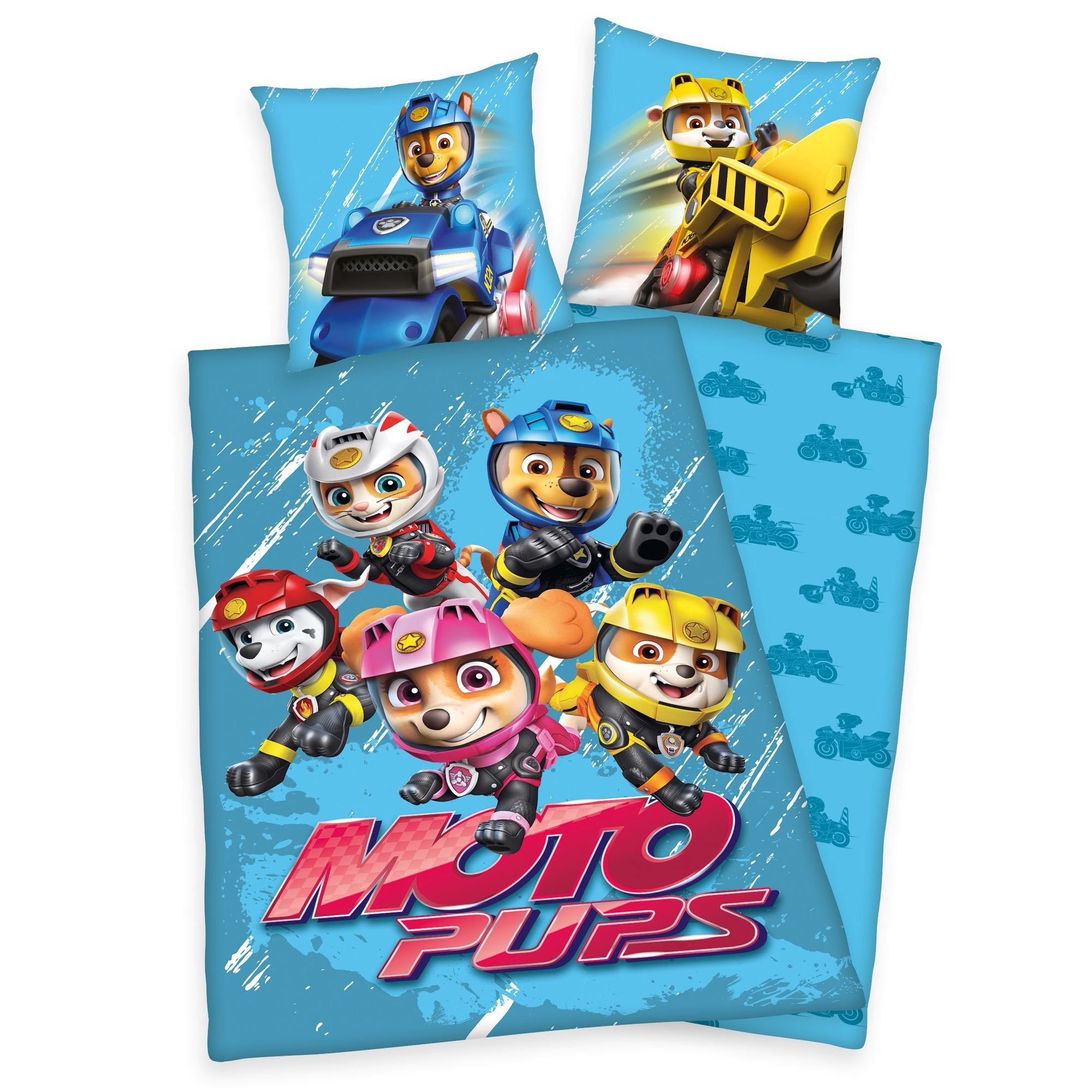 Kinderbettwäsche Paw Patrol Wende Bettwäsche Set 2 tlg.135x200cm 80x80cm
