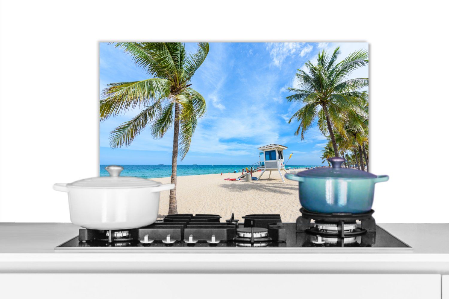 MuchoWow Küchenrückwand Strand - Meer - Florida, (1-tlg), Spritzschutz Küche - Küchenrückwand - Wandschutz für Herd und Spüle - Alu-Dibond (Alternative zum Spritzschutz aus Glas) - Hitzebeständig - Herdspritzschutz - Fliesenschutz