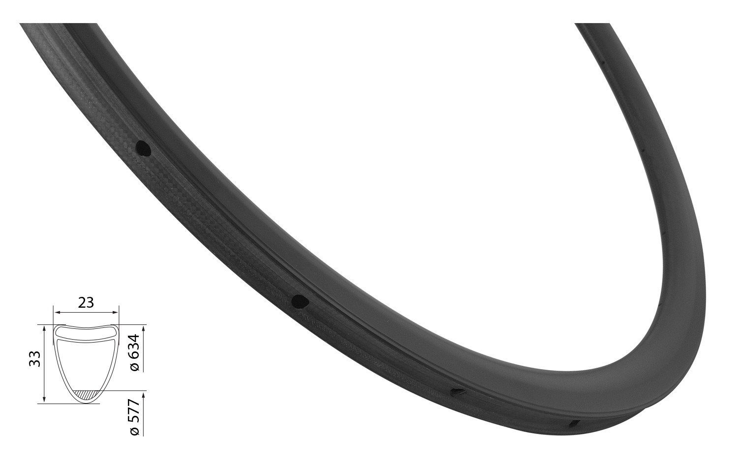 FORCE Fahrrad-Laufrad Felge/ Carbon für Schlauchreifen 33mm/ 20 Ösen