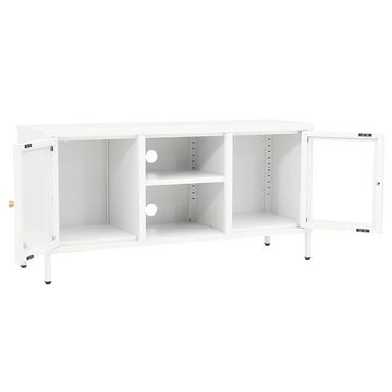 furnicato TV-Schrank Weiß 105x35x52 cm Stahl und Glas