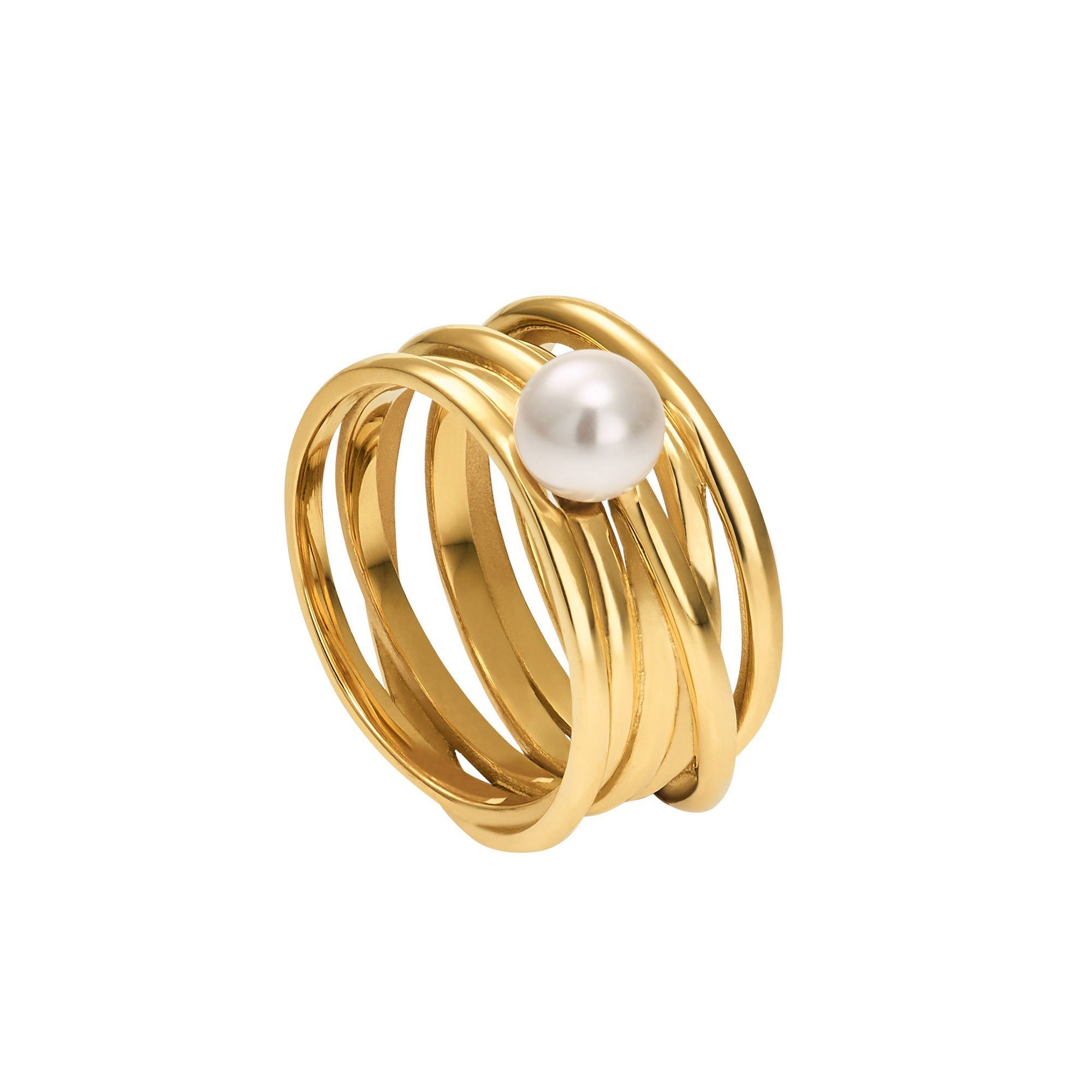 Heideman Fingerring Serpens goldfarben (Ring, 1-tlg., inkl. Geschenkverpackung), mit Perle in weiß oder farbig