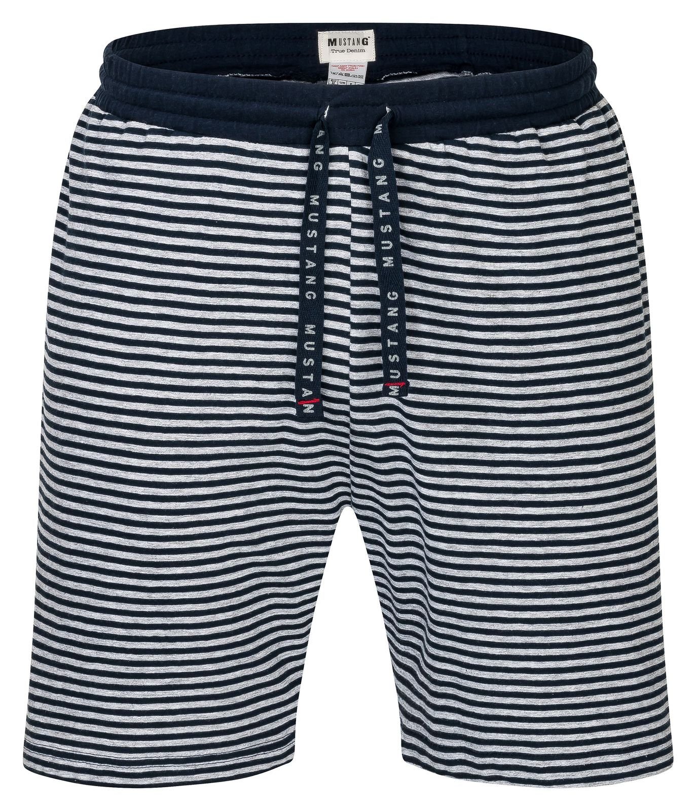 (2 tlg) geringelt Short navy/graumelange MUSTANG navy, Schlafanzug Oberteil