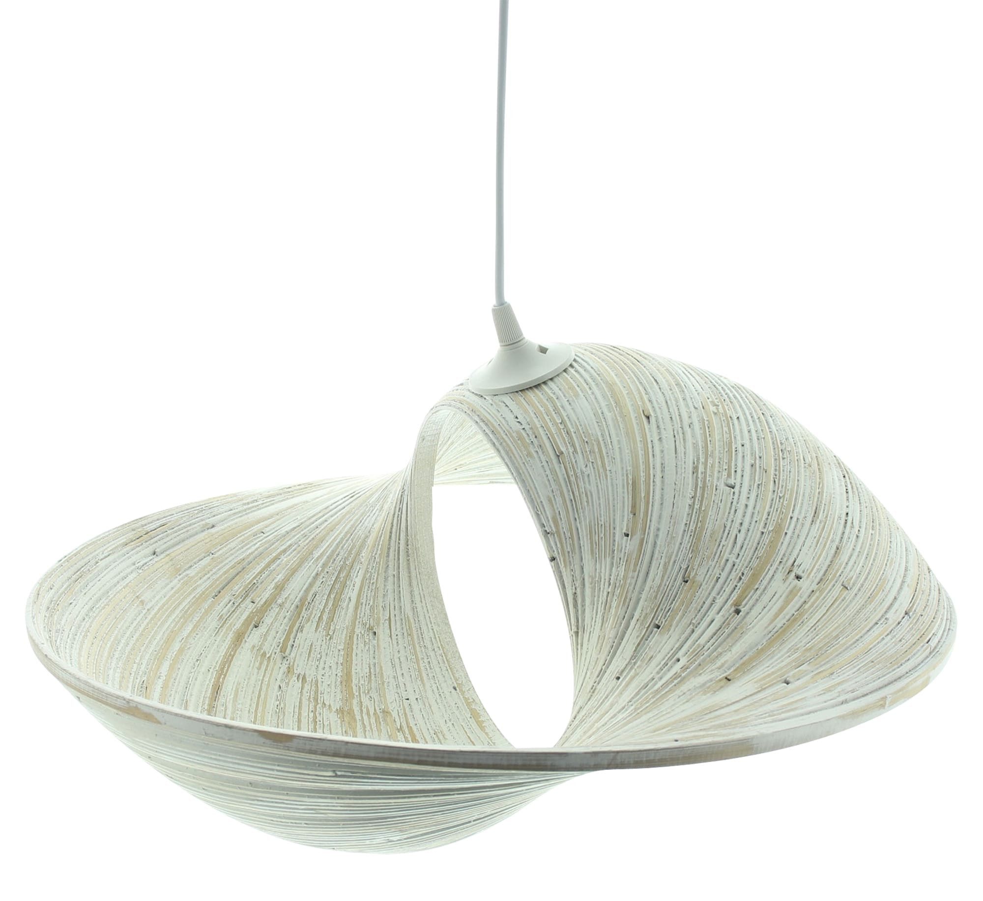 Dekoleidenschaft Pendelleuchte "Swing" aus Bambus, weiß, Hängelampe, Pendellampe, Deckenlampe, Lampe, ohne Leuchtmittel, für Wohnzimmer, Küche, Esstisch