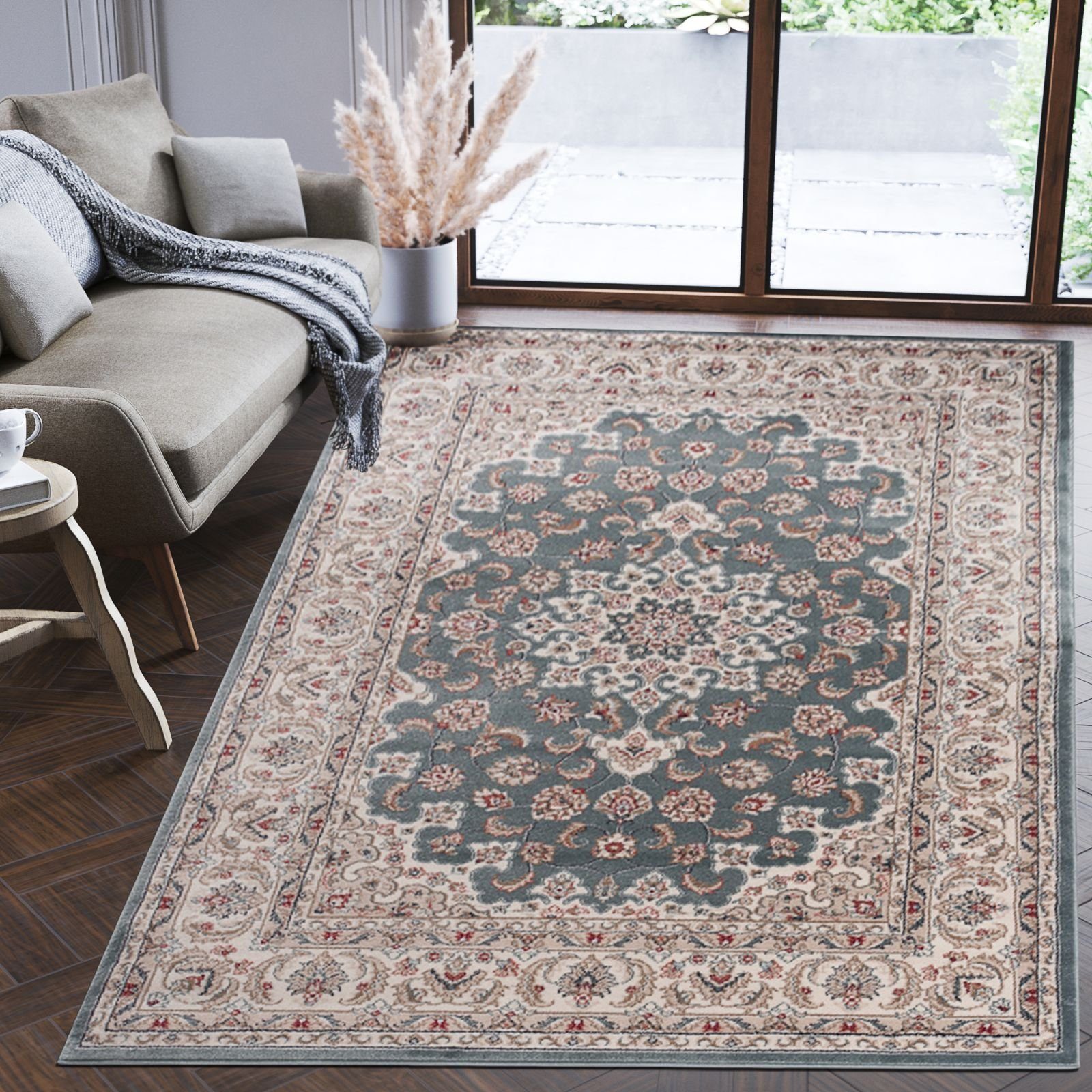 Mazovia Orientteppich Oriente Teppich - Traditioneller Teppich Orient Blau, 60 x 100 cm, Geeignet für Fußbodenheizung, Pflegeleicht, Wohnzimmerteppich