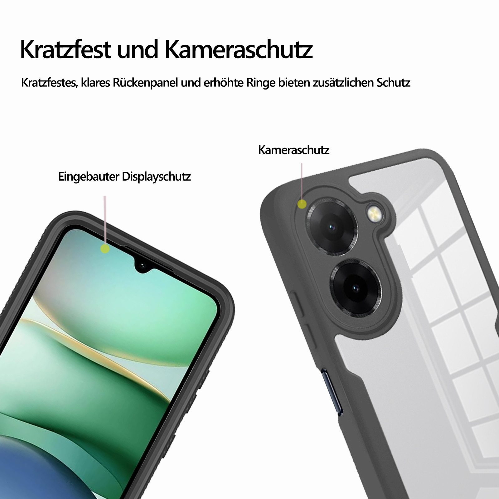 betterfon Handyhülle für Xiaomi Redmi A5 2-teiliges 360° TPU Schutzcase, Rundumschutz mit integrierter Displayabdeckung und klarer Sicht – Bild 5 von 5