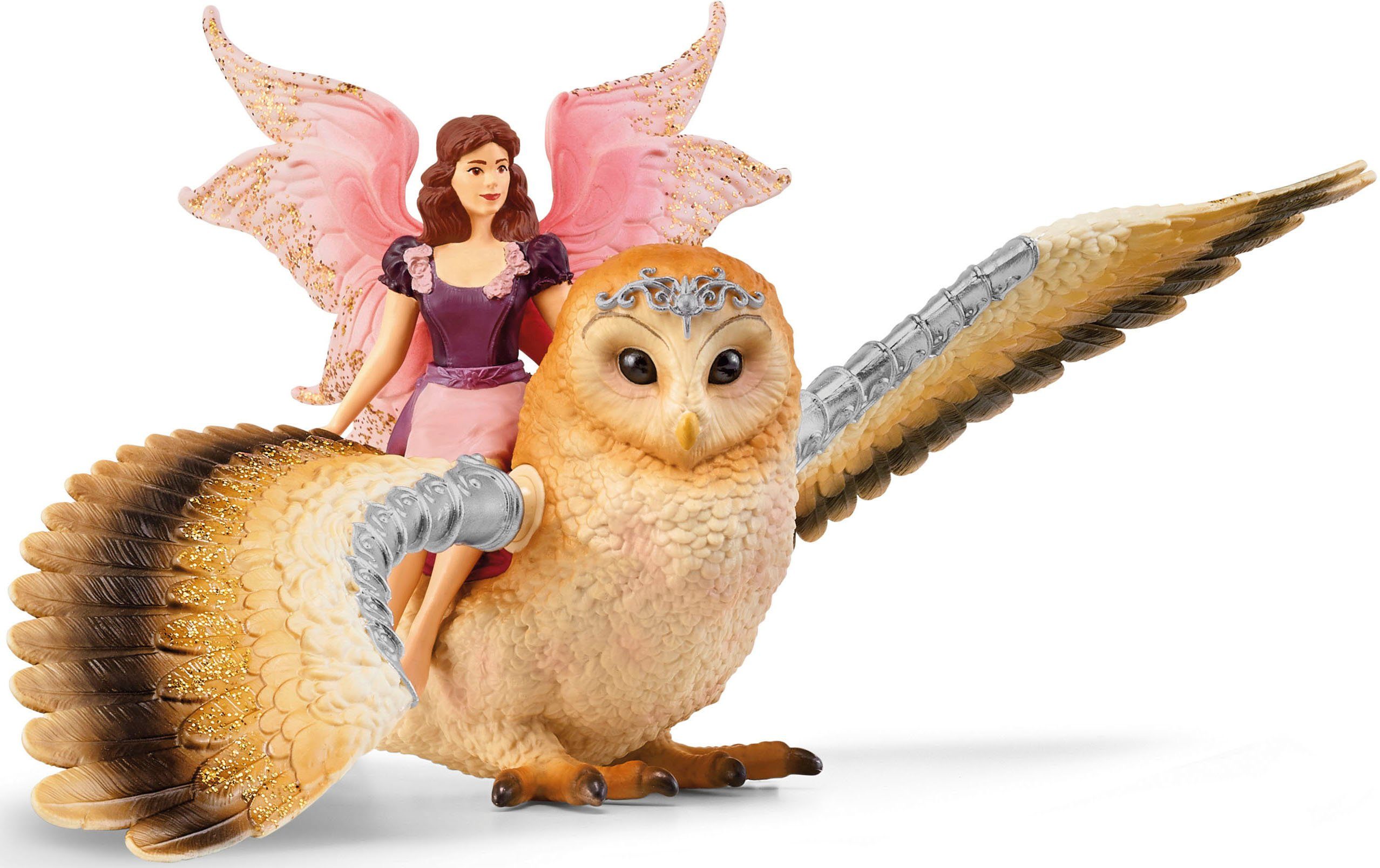 Schleich® Spielfigur BAYALA®, Elfe auf Glitzer-Eule V2 (70789)