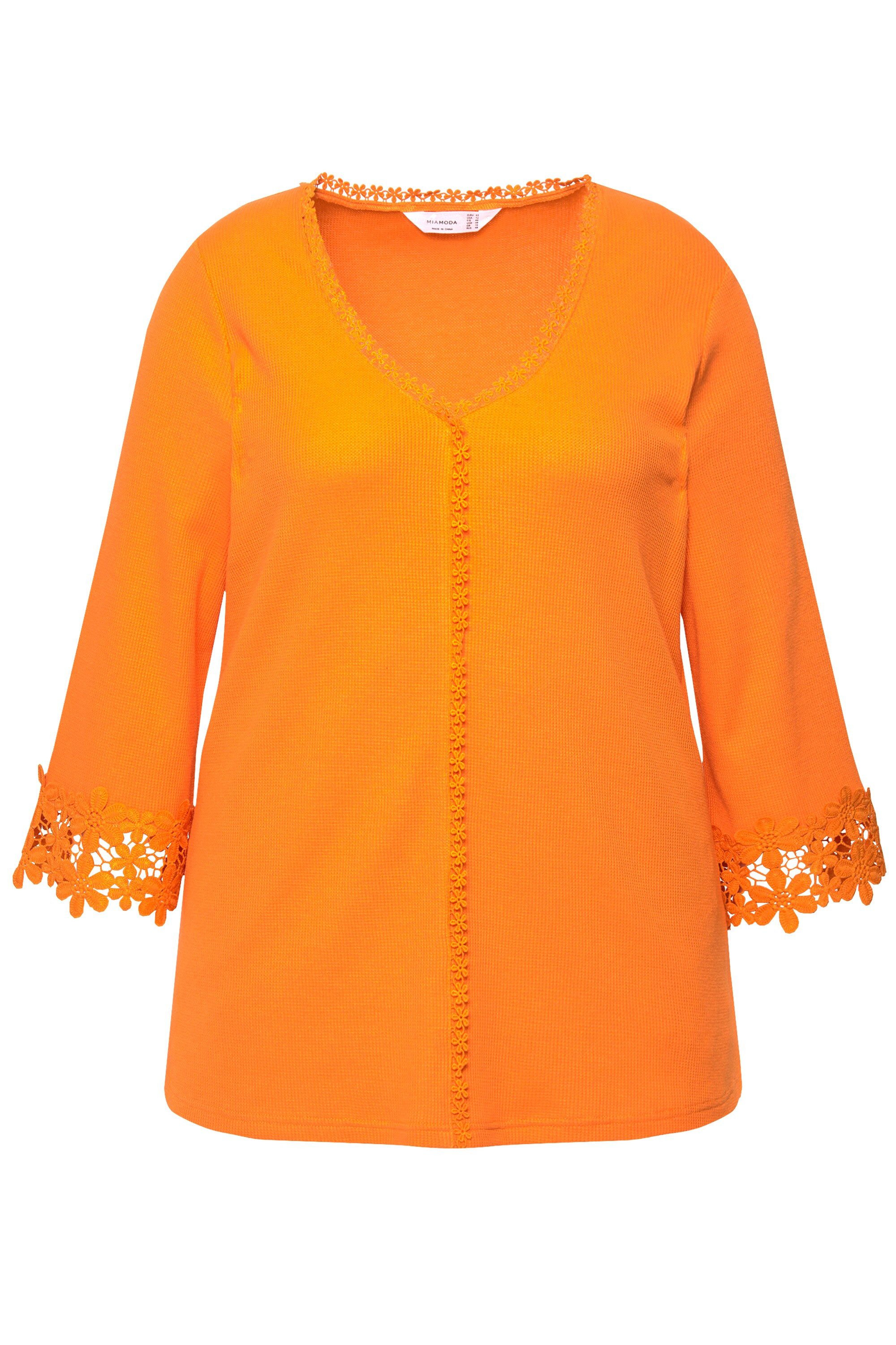 MIAMODA T-Shirt T-Shirt A-Linie Blüten-Details 3/4-Ärmel günstig online kaufen