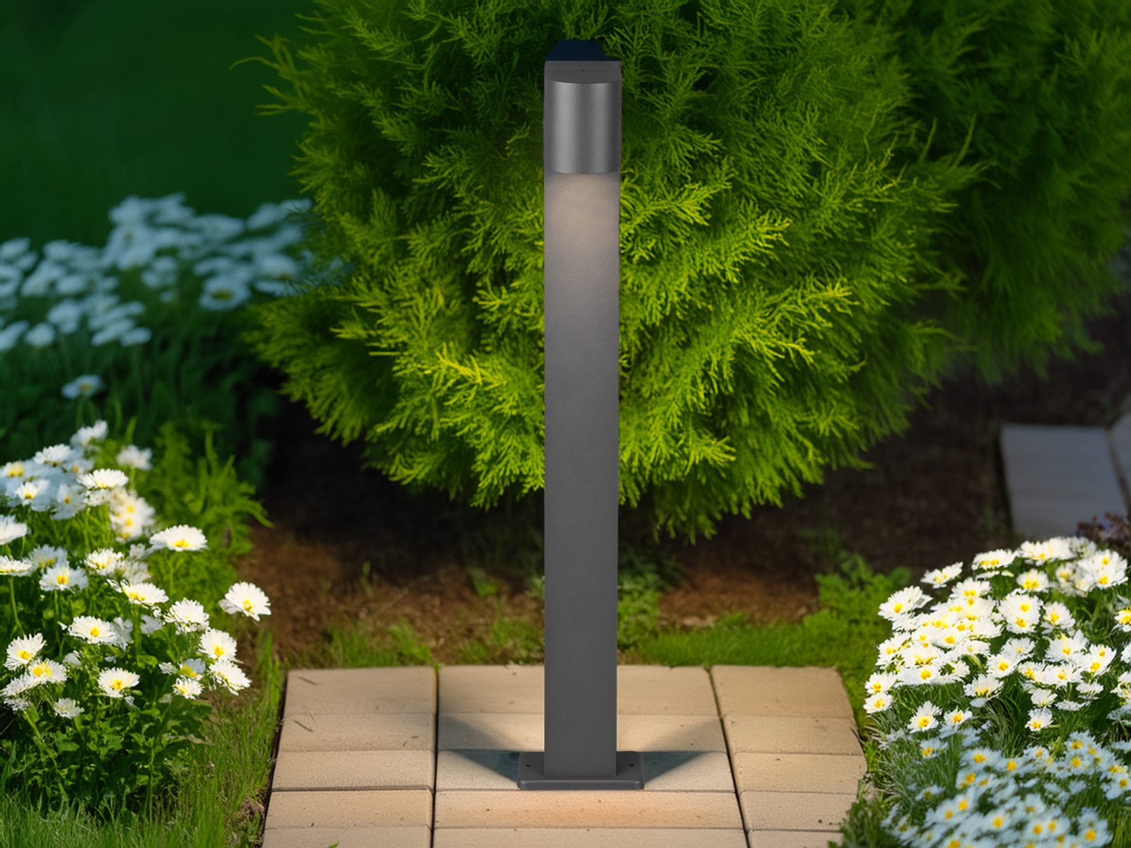 TRIO Leuchten LED Pollerleuchte, LED wechselbar, Warmweiß, Geh-wegleuchte Anthrazit, 100cm, Wegbeleuchtung Garten-weg beleuchten